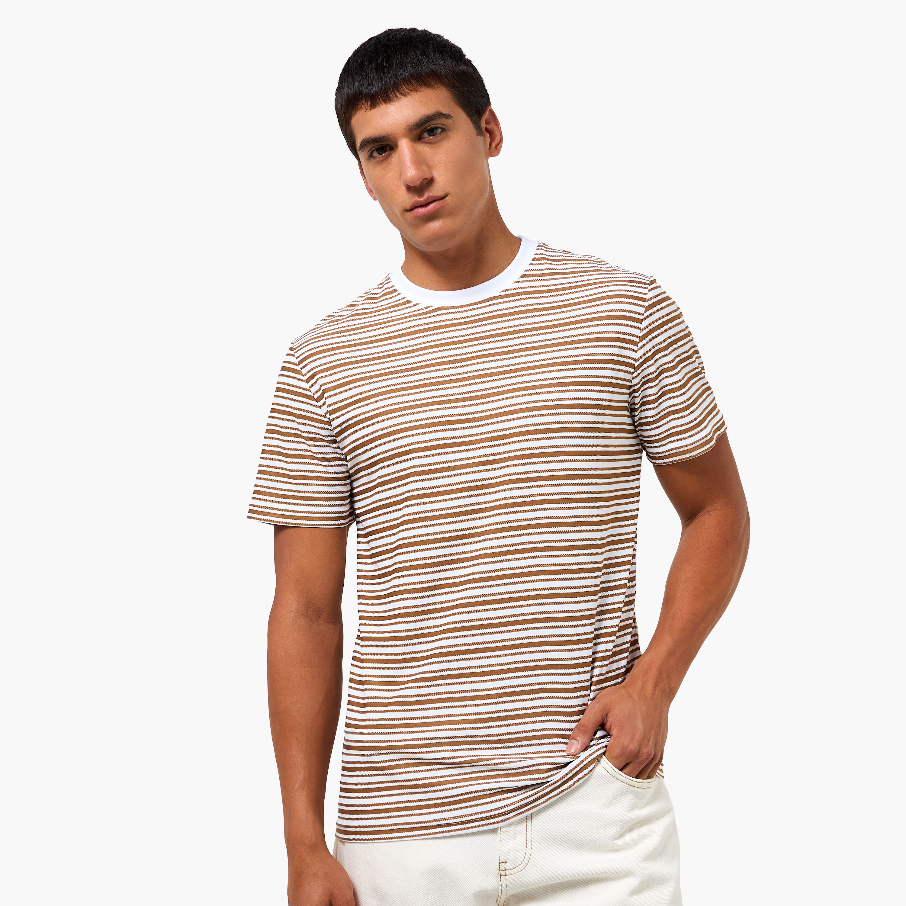 Men Regular Fit Crew Neck Short Sleeves Striped T-shirt-PROMO_SP_QAT_2_BUY2FORQAR89_130625-image-2