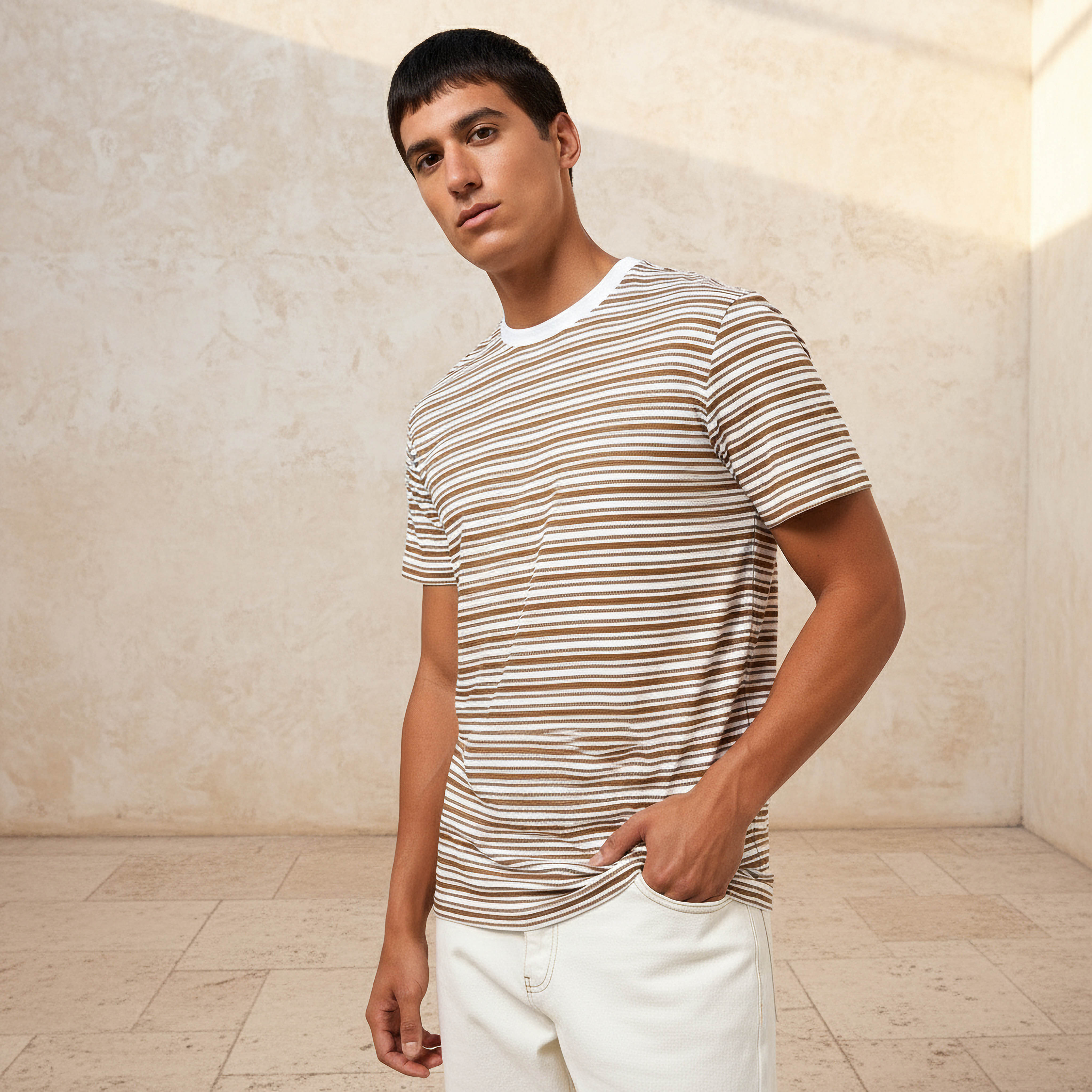 Men Regular Fit Crew Neck Short Sleeves Striped T-shirt-PROMO_SP_QAT_2_BUY2FORQAR89_130625-image-1