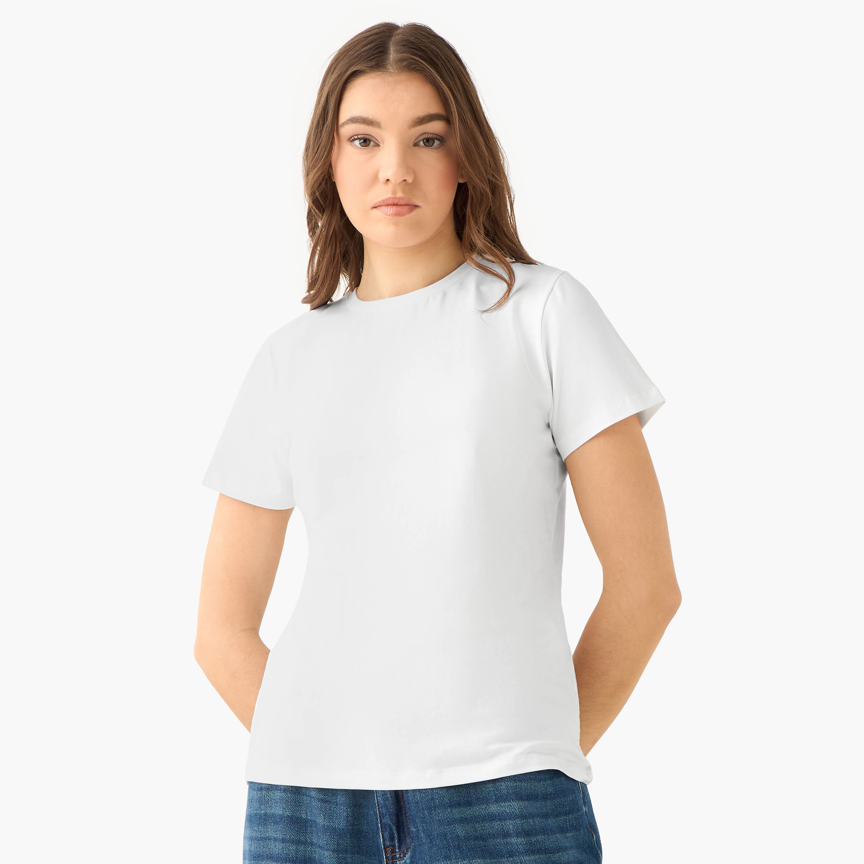 Women Crew Neck Short Sleeve T-shirt - Set of 2-women-clothing-tshirts-image-2