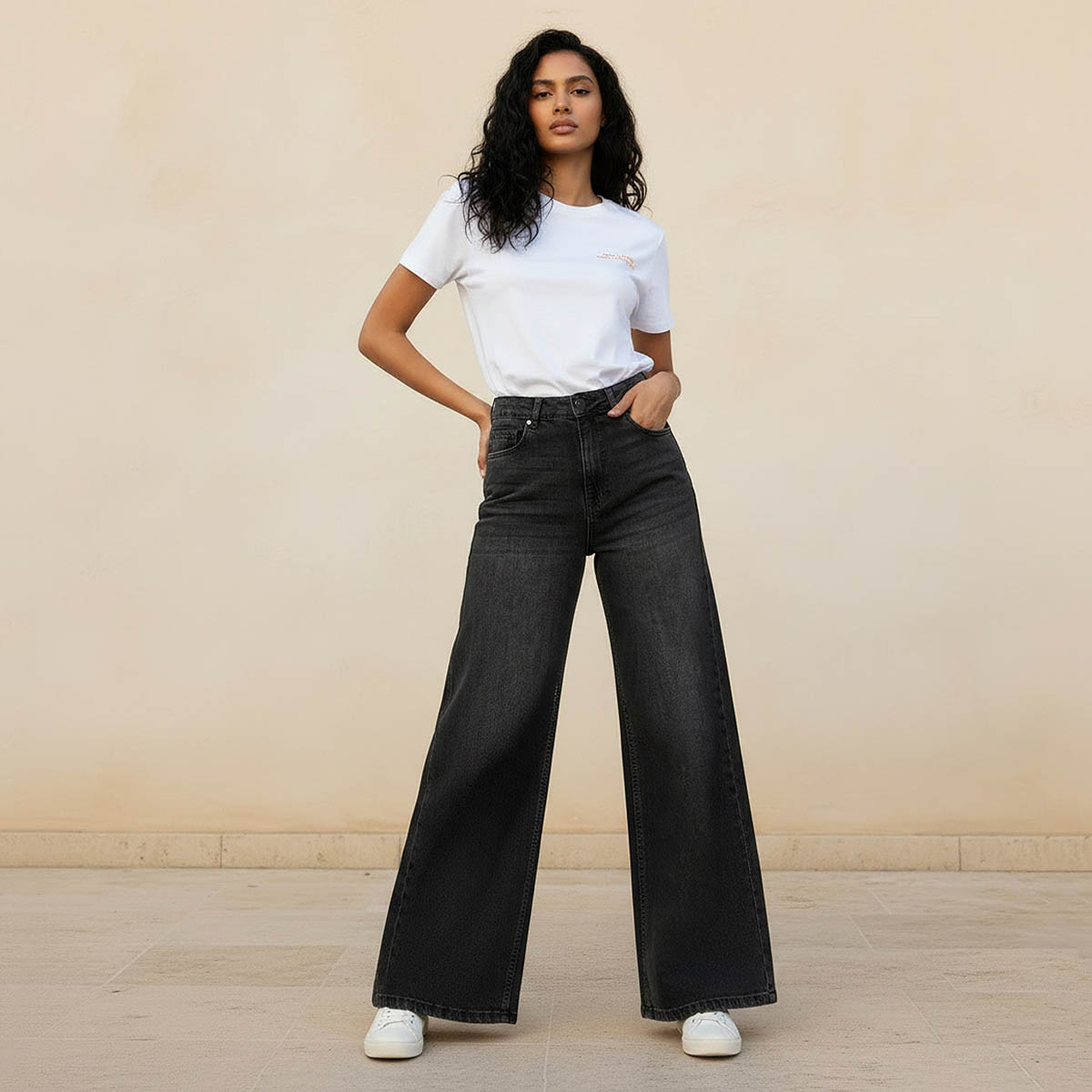 Lee Cooper Wide Leg Button Waist Jeans with Pockets Cotton-women-clothing-bottoms-jeans-image-3