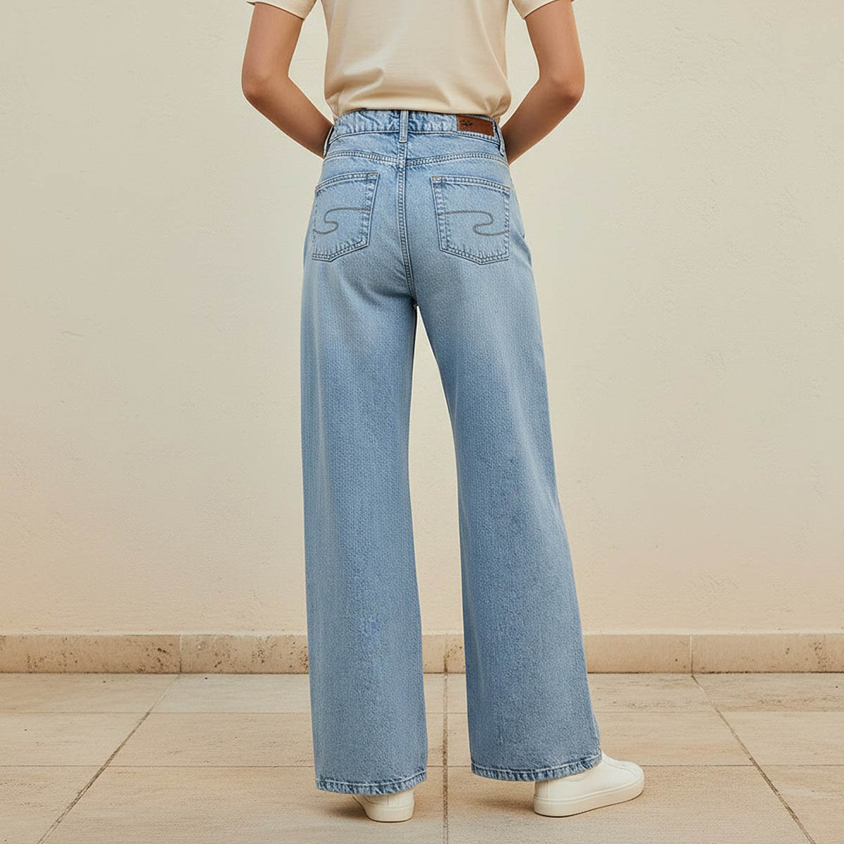 Lee Cooper Wide Leg Button Waist Jeans with Pockets Cotton-women-clothing-bottoms-jeans-image-4