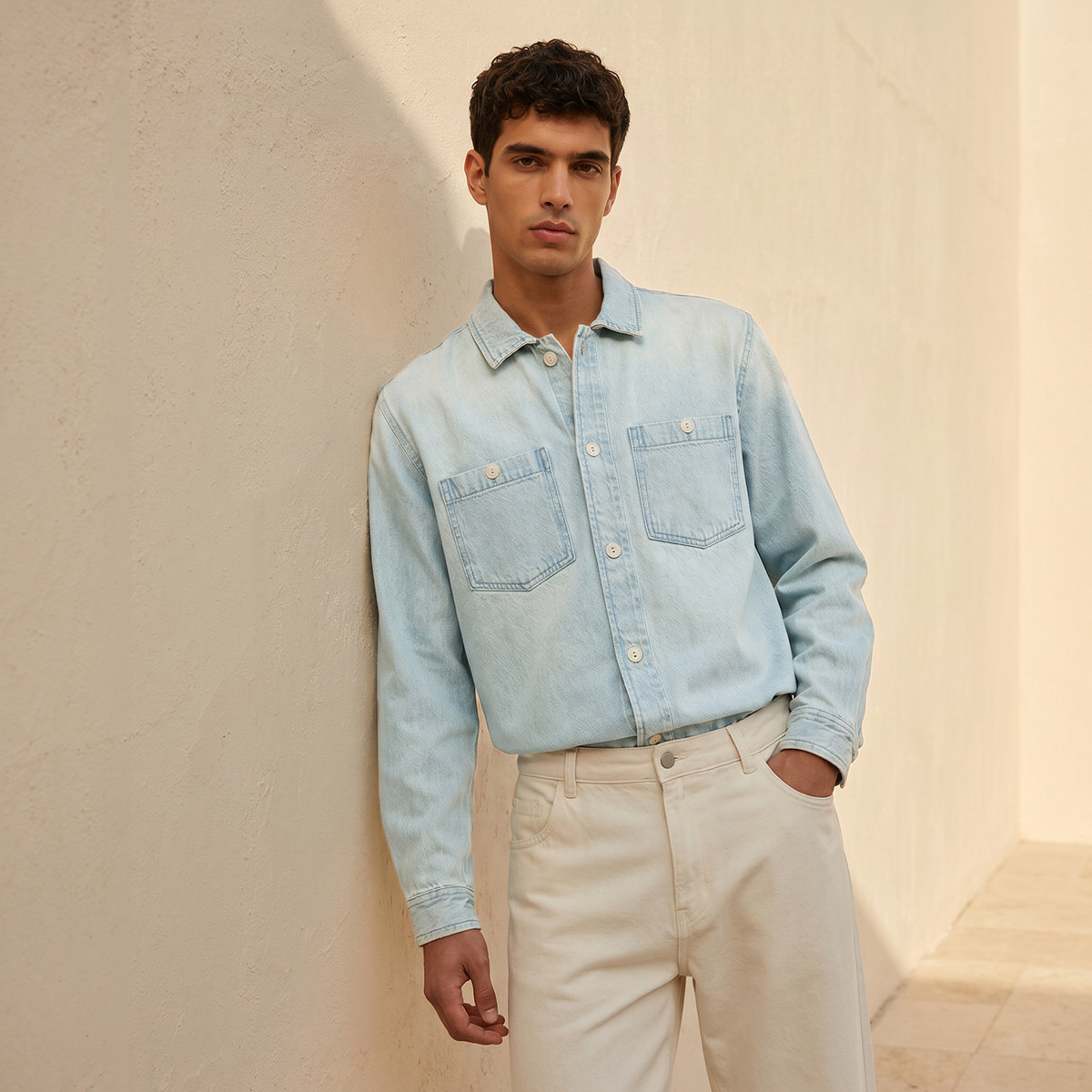 Lee Cooper Relaxed Fit Denim Long Sleeves Shirt-men-clothing-shirts-image-1