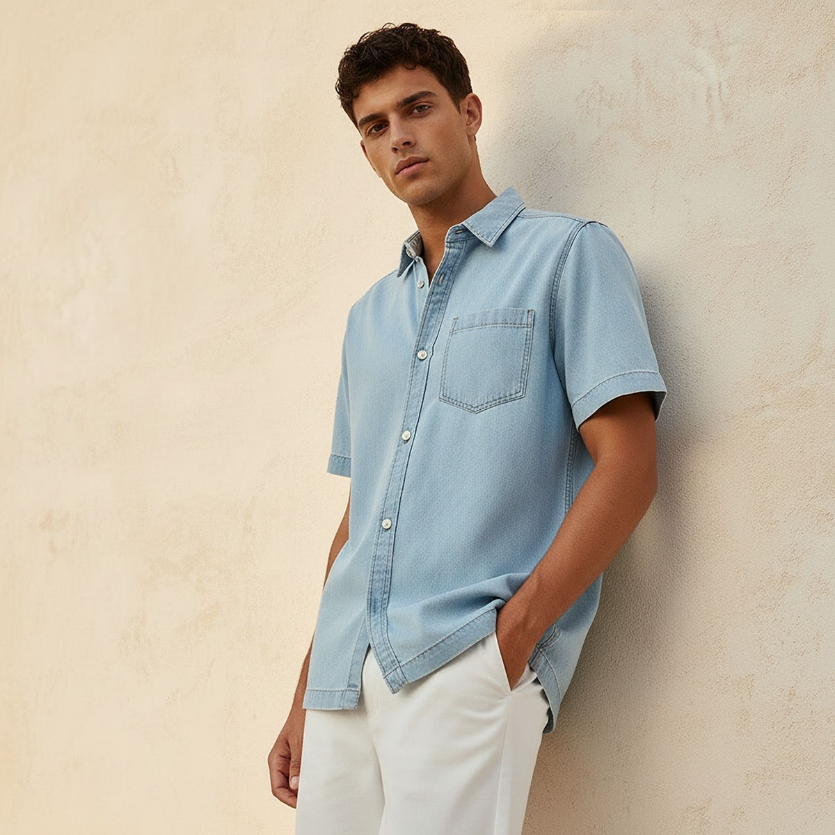 Lee Cooper Relaxed Fit Collared Short Sleeves Shirt-men-clothing-shirts-image-1