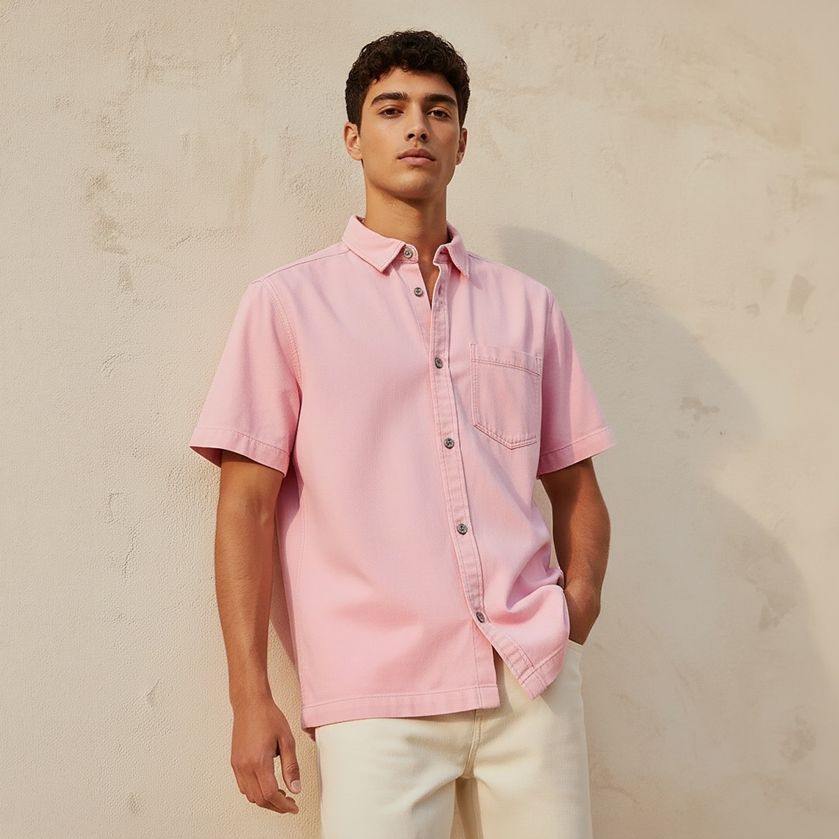 Lee Cooper Relaxed Fit Collared Short Sleeves Shirt-men-clothing-shirts-image-1