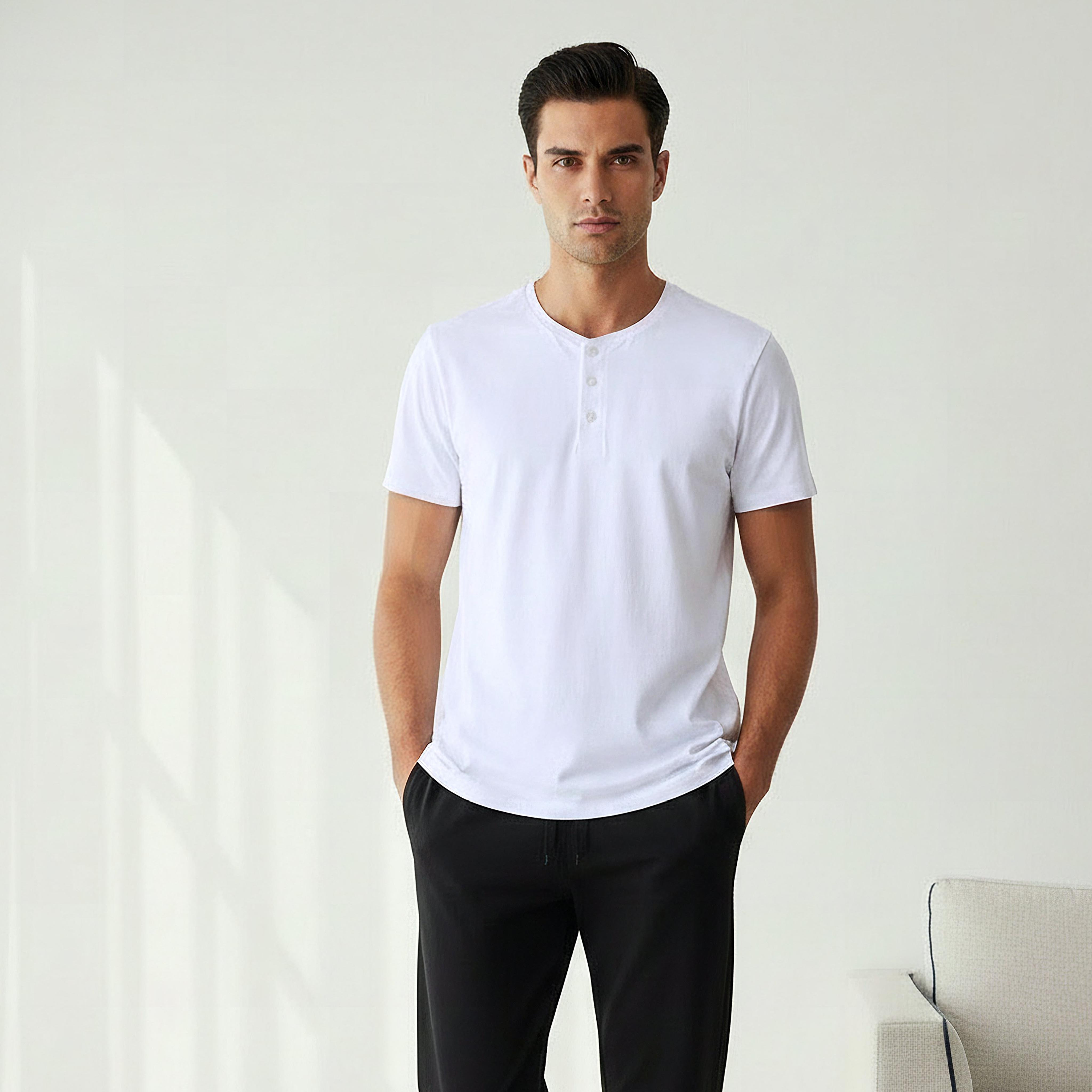 Men Cotton Henley Neck Nightwear Set-men-clothing-nightwear-sets-image-3