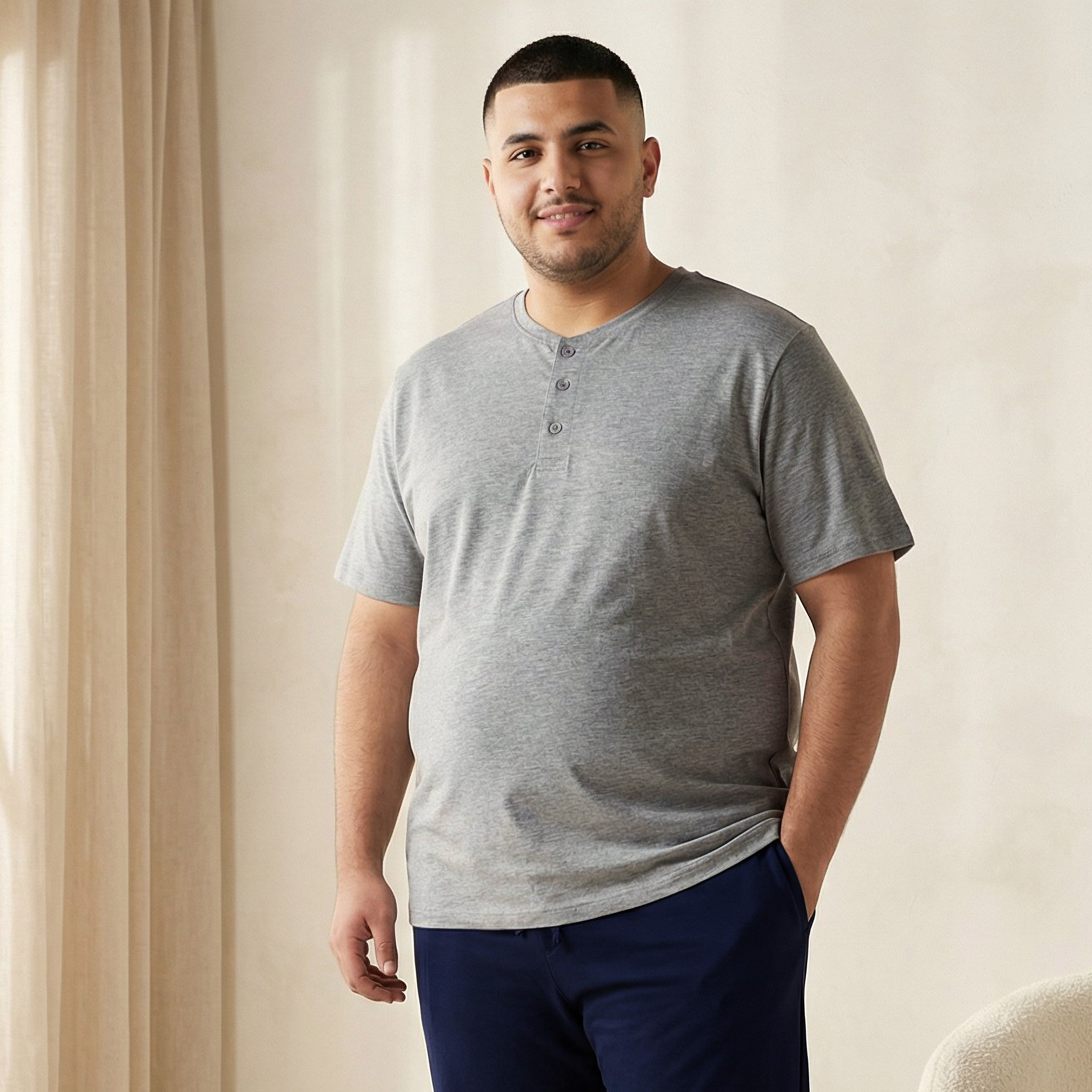 طقم ملابس نوم قطن برباط خصر للرجال-men-clothing-nightwear-sets-image-3