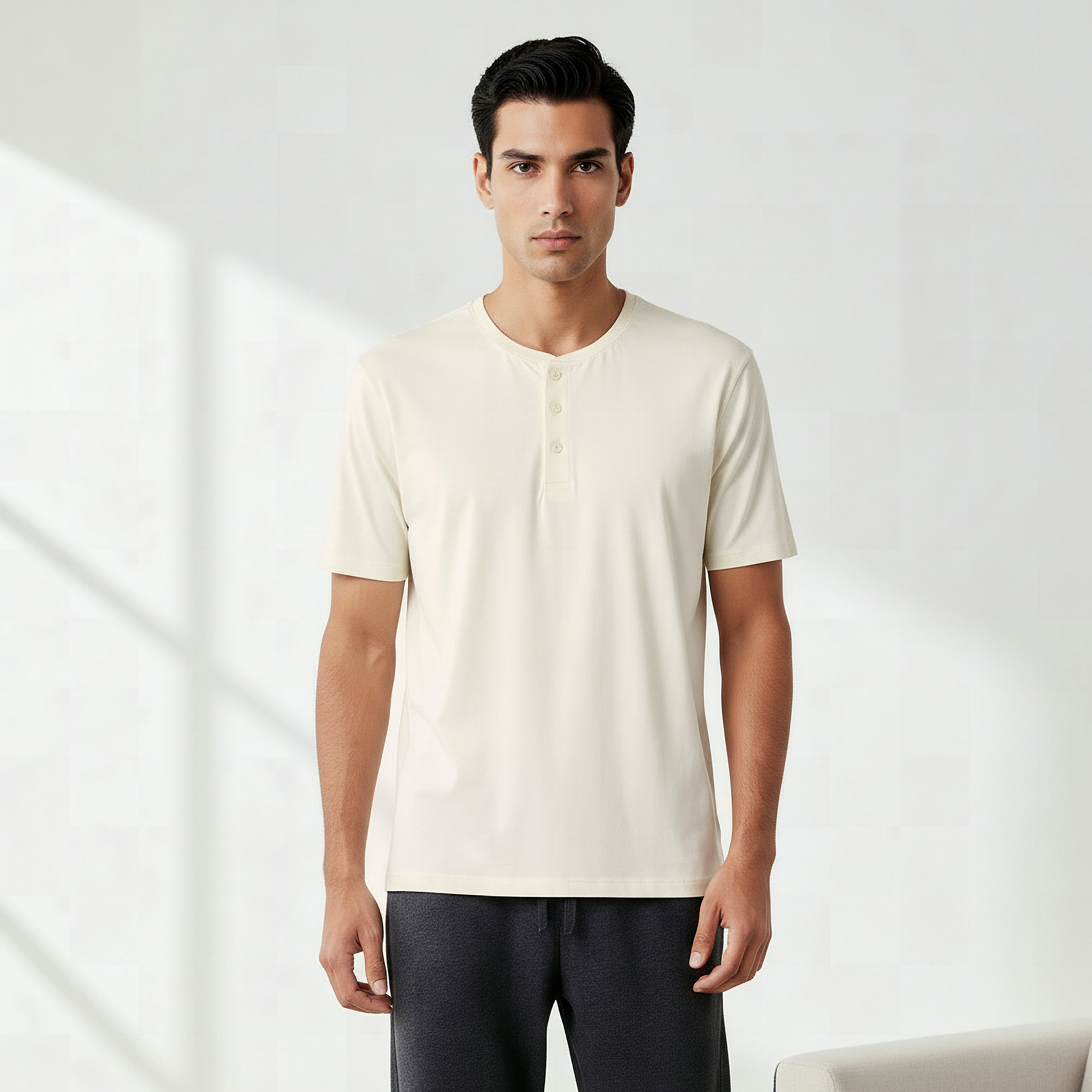 Men Cotton Henley Neck Nightwear Set-men-clothing-nightwear-sets-image-3