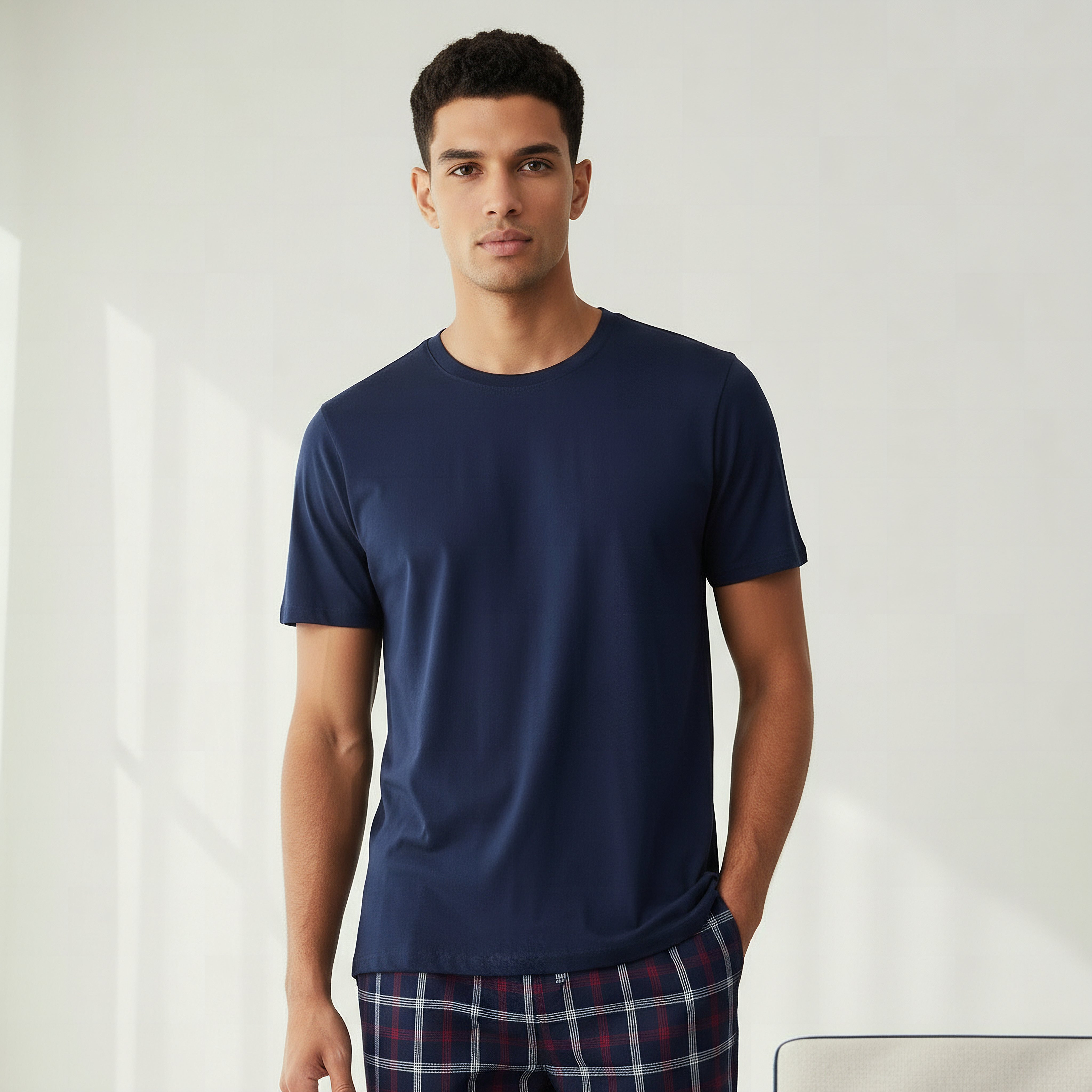 Men Cotton Checked Nightwear Set-men-clothing-nightwear-sets-image-3