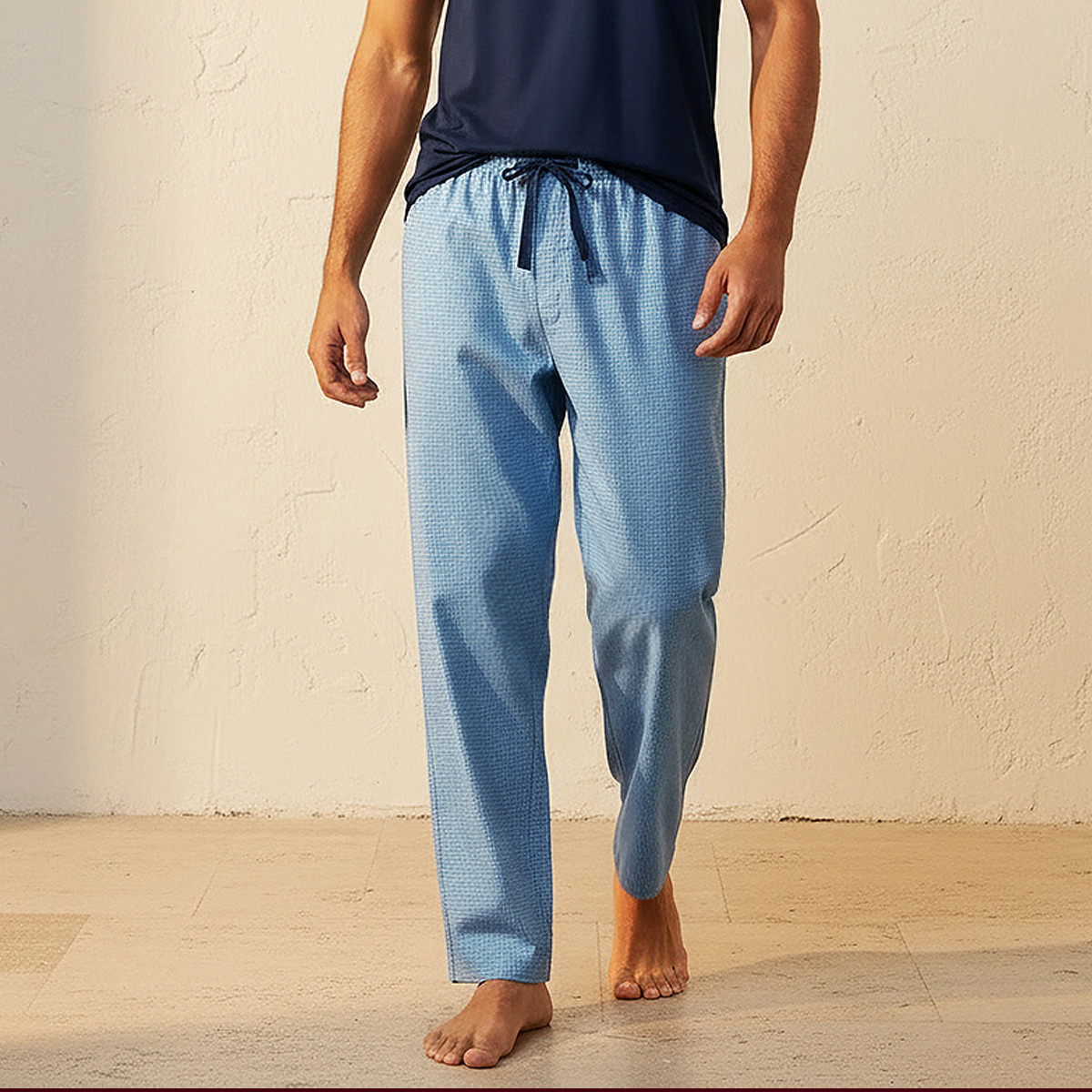 طقم ملابس نوم قطن كاروهات للرجال-men-clothing-nightwear-sets-image-5
