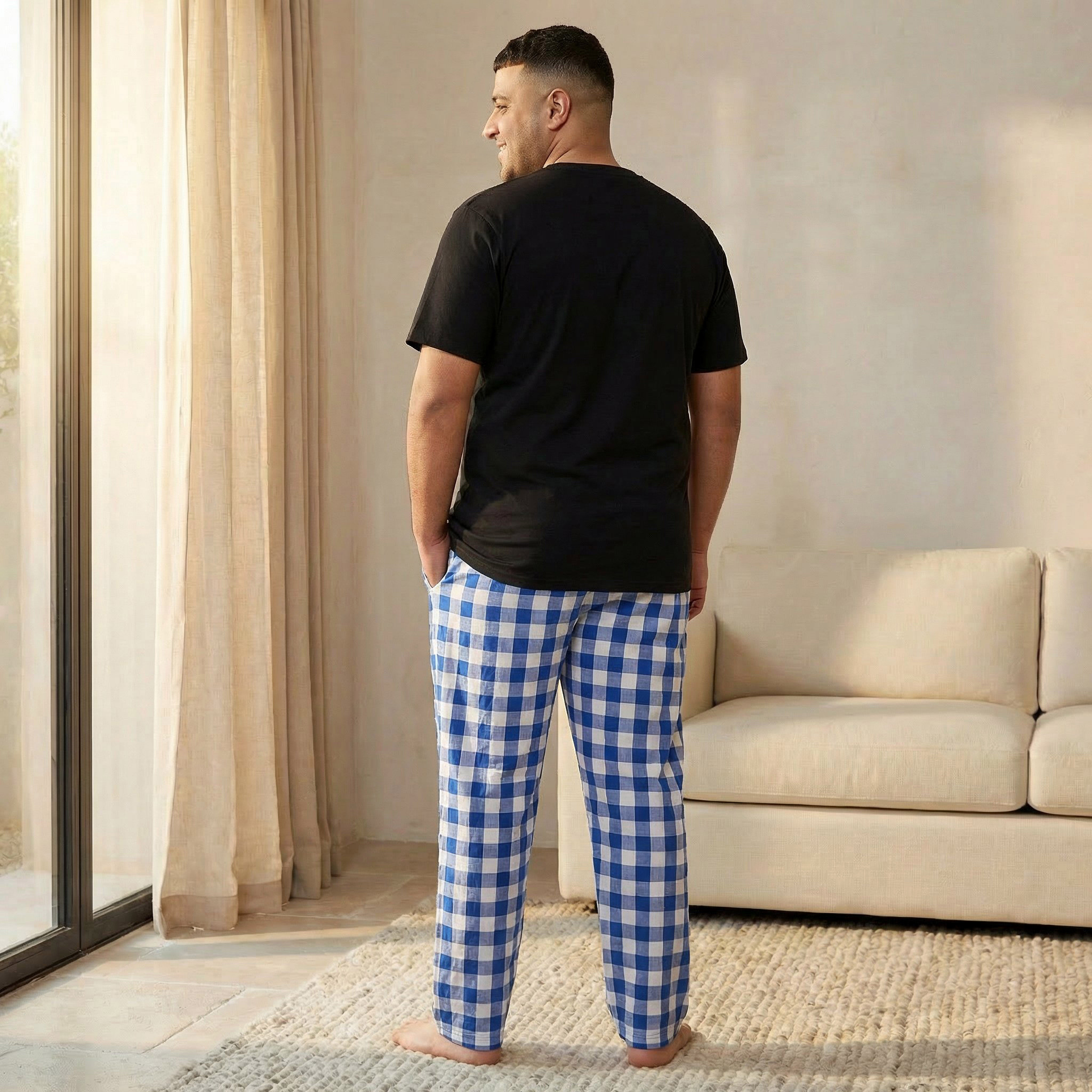 طقم ملابس نوم قطن كاروهات للرجال-men-clothing-nightwear-sets-image-4