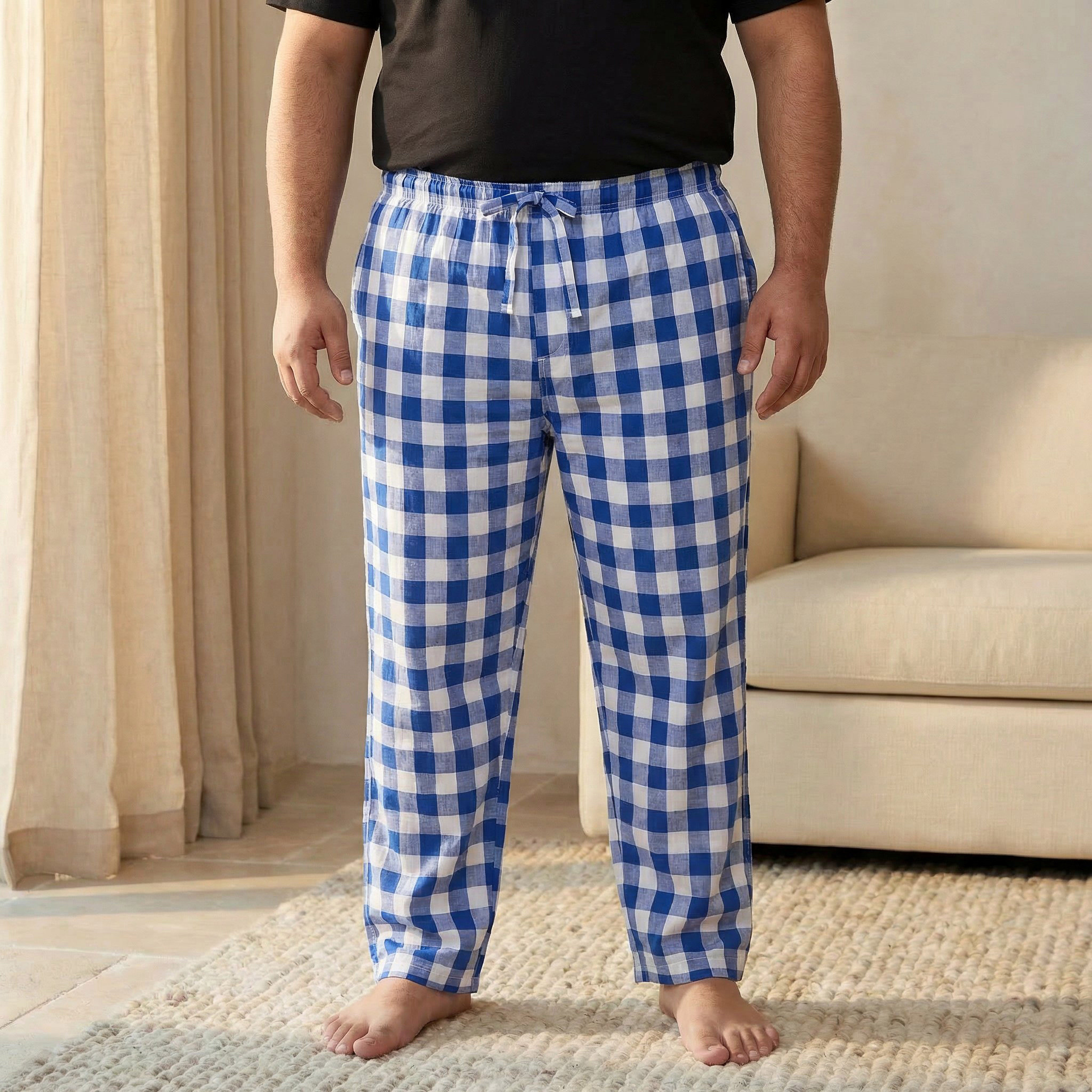 طقم ملابس نوم قطن كاروهات للرجال-men-clothing-nightwear-sets-image-5