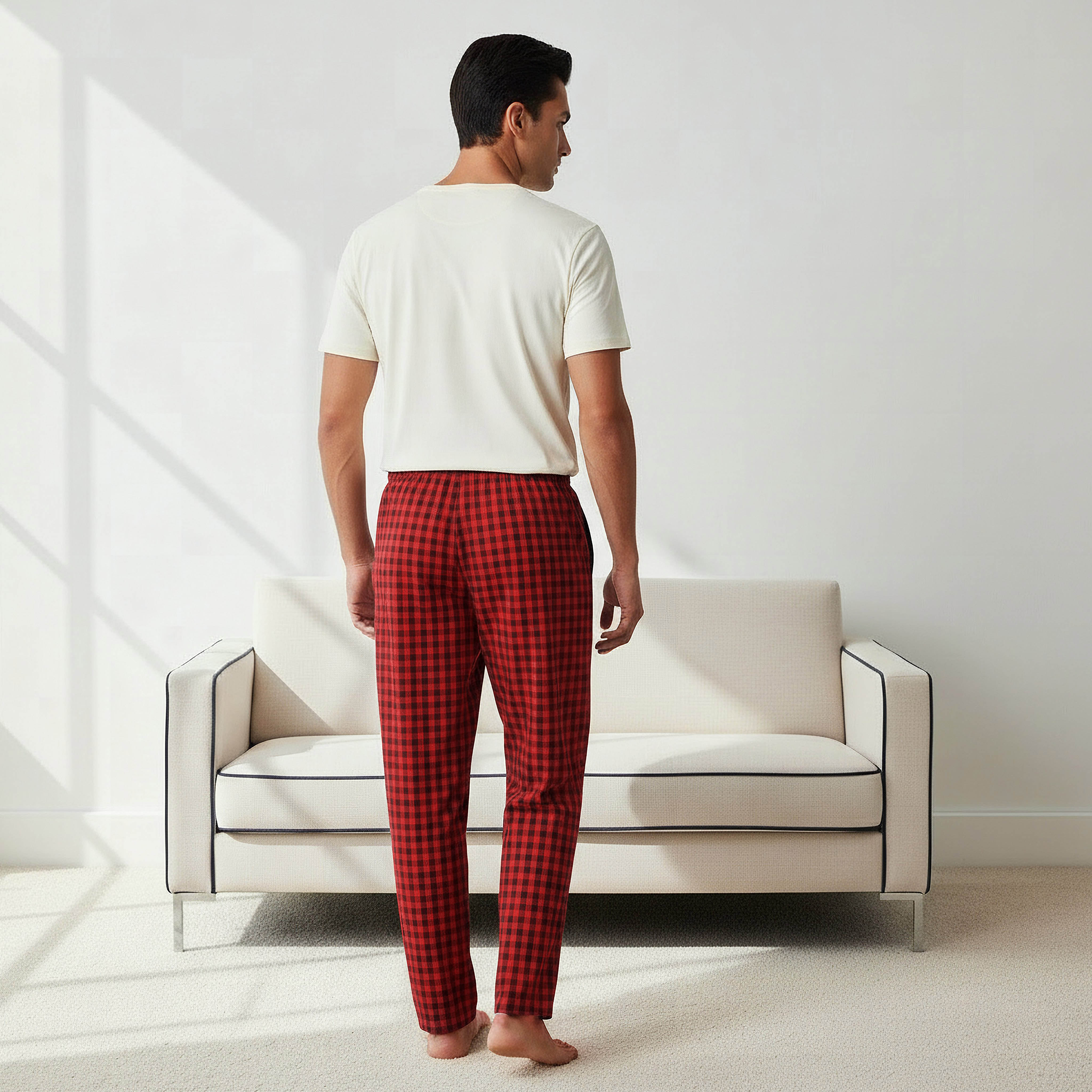 Men Cotton Checked Henley Neck Nightwear Set-men-clothing-nightwear-sets-image-4