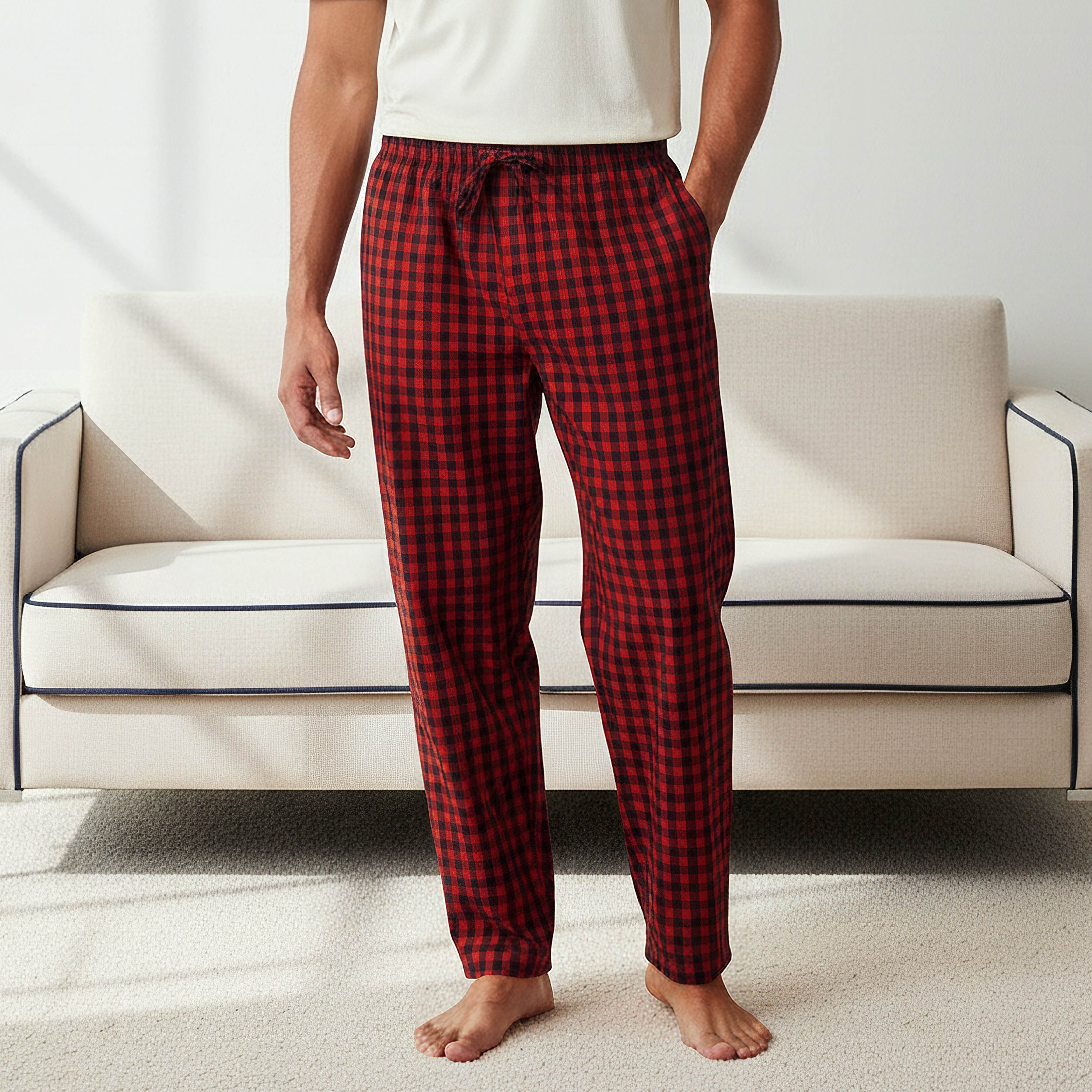 Men Cotton Checked Henley Neck Nightwear Set-men-clothing-nightwear-sets-image-5