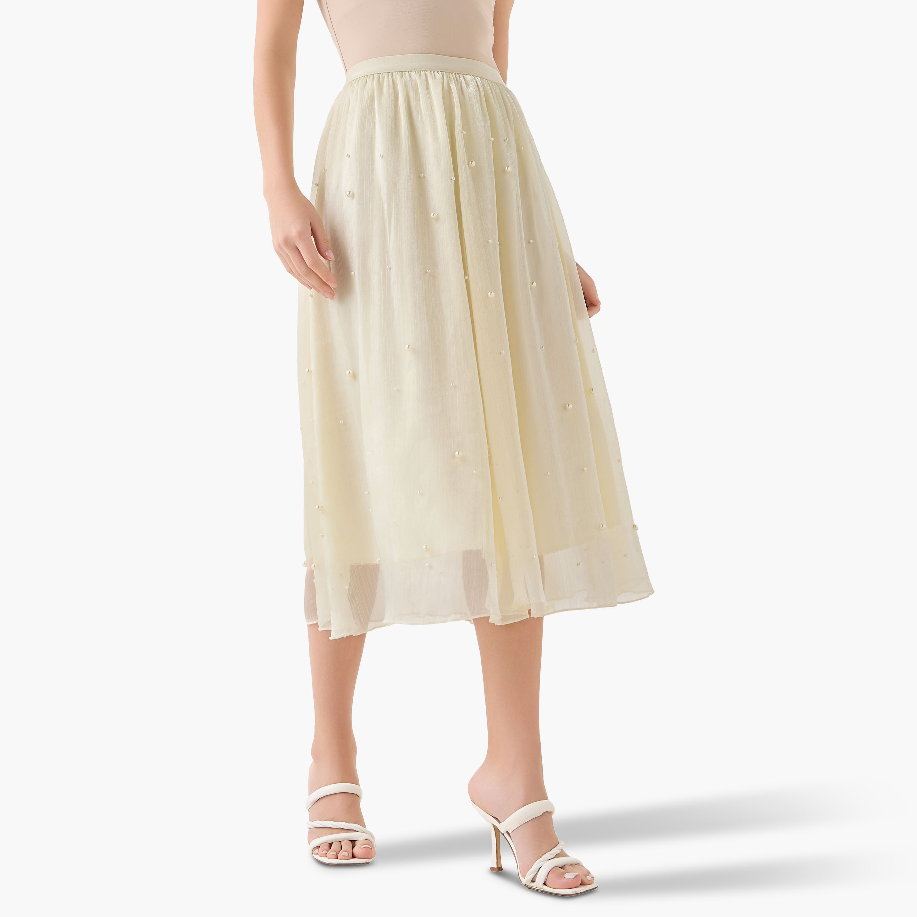 Midi A-line Skirt with Elasticated Waistband-women-clothing-bottoms-skirts-image-4