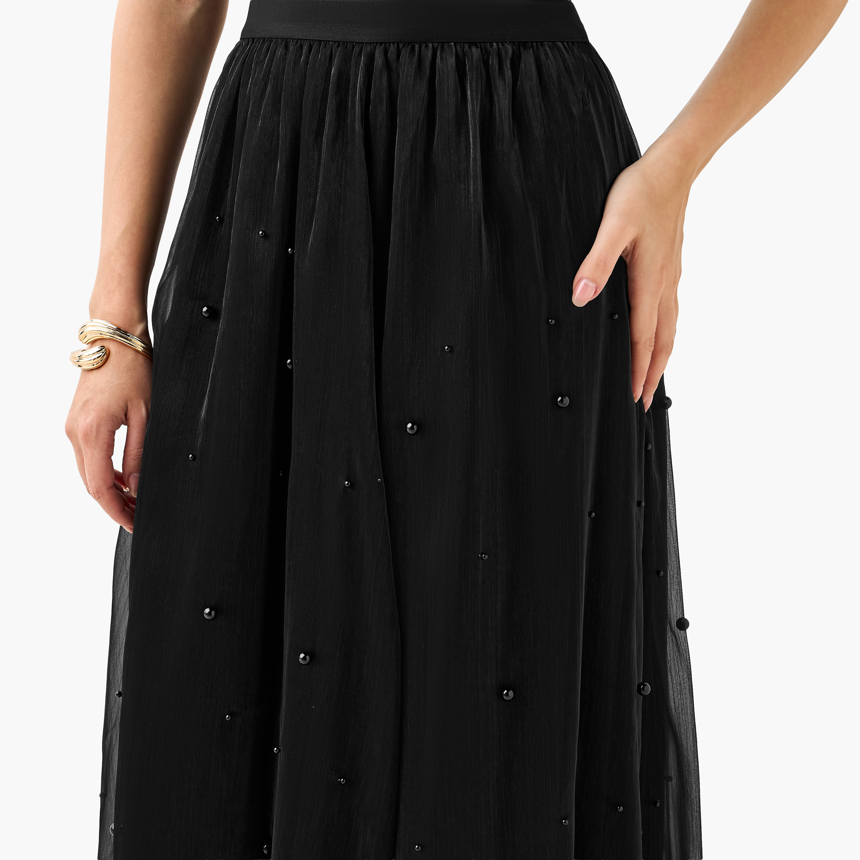Midi A-line Skirt with Elasticated Waistband-women-clothing-bottoms-skirts-image-4