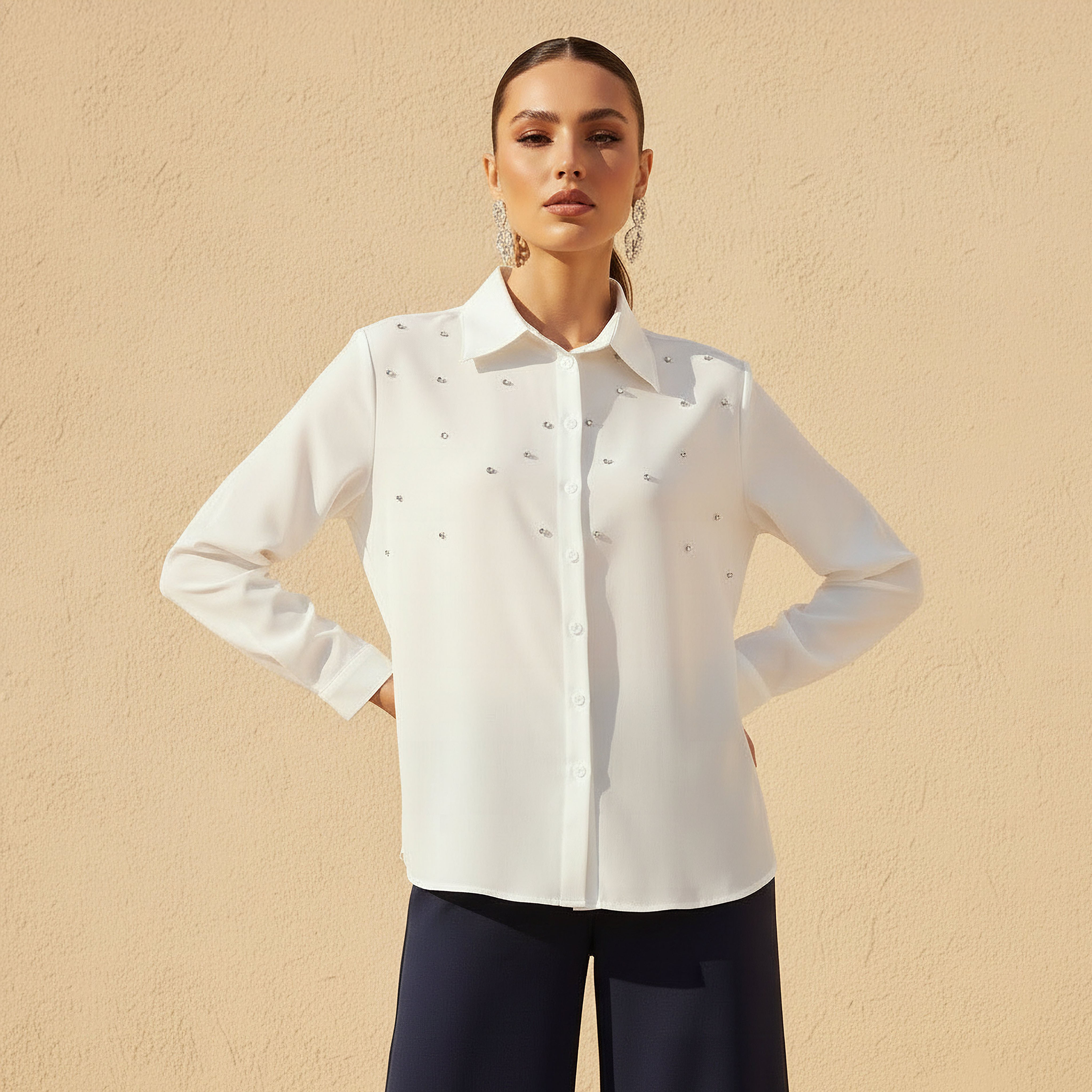 Shirt with Stone Embellishment-women-clothing-shirtsandblouses-shirts-image-1
