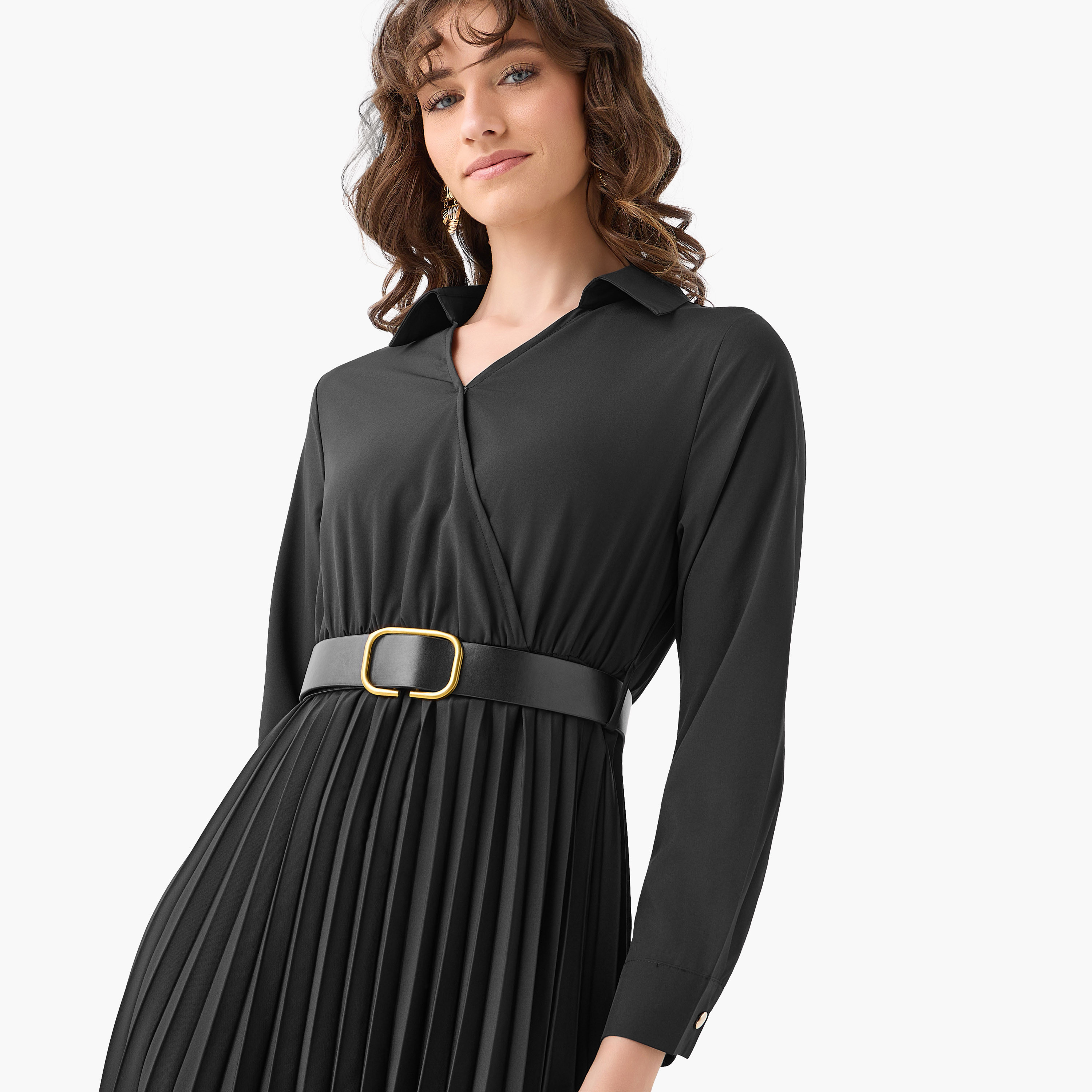 Midi Shirt Dress with Belt-women-clothing-dresses-image-5