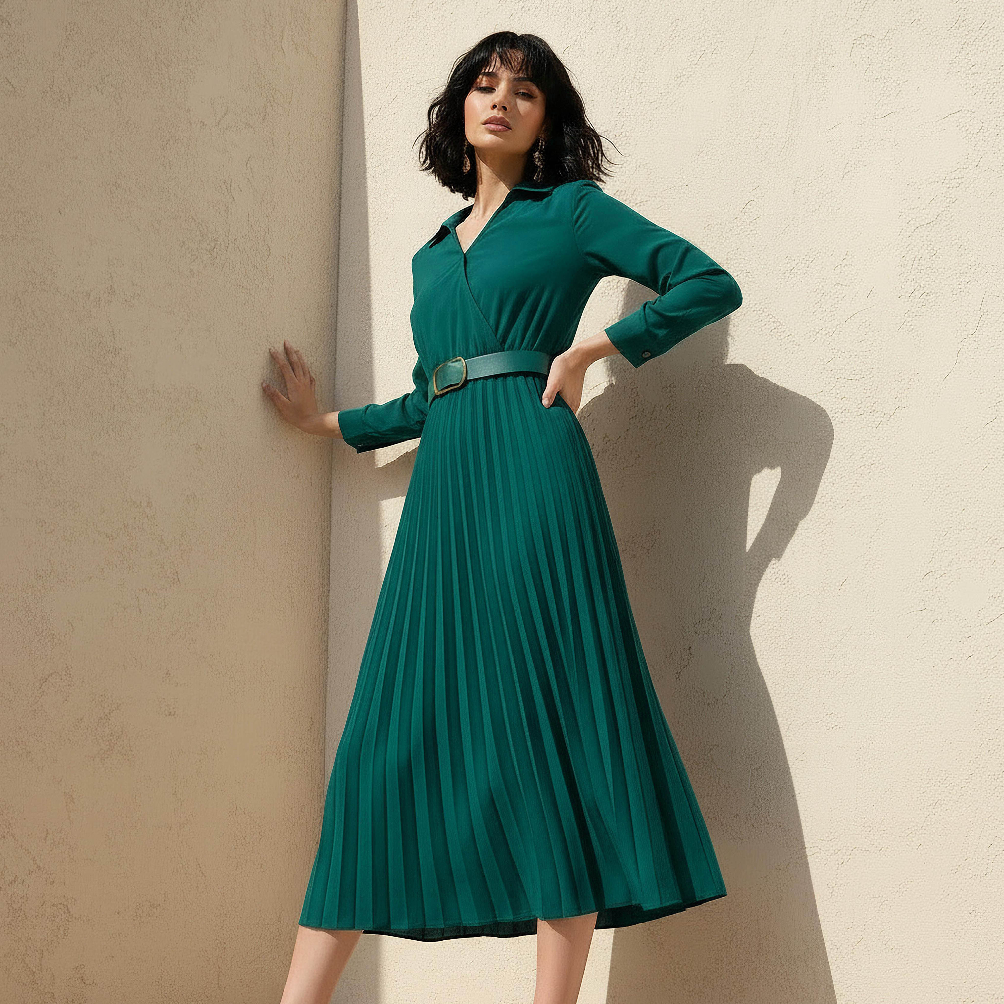 Midi Shirt Dress with Belt-women-clothing-dresses-image-1