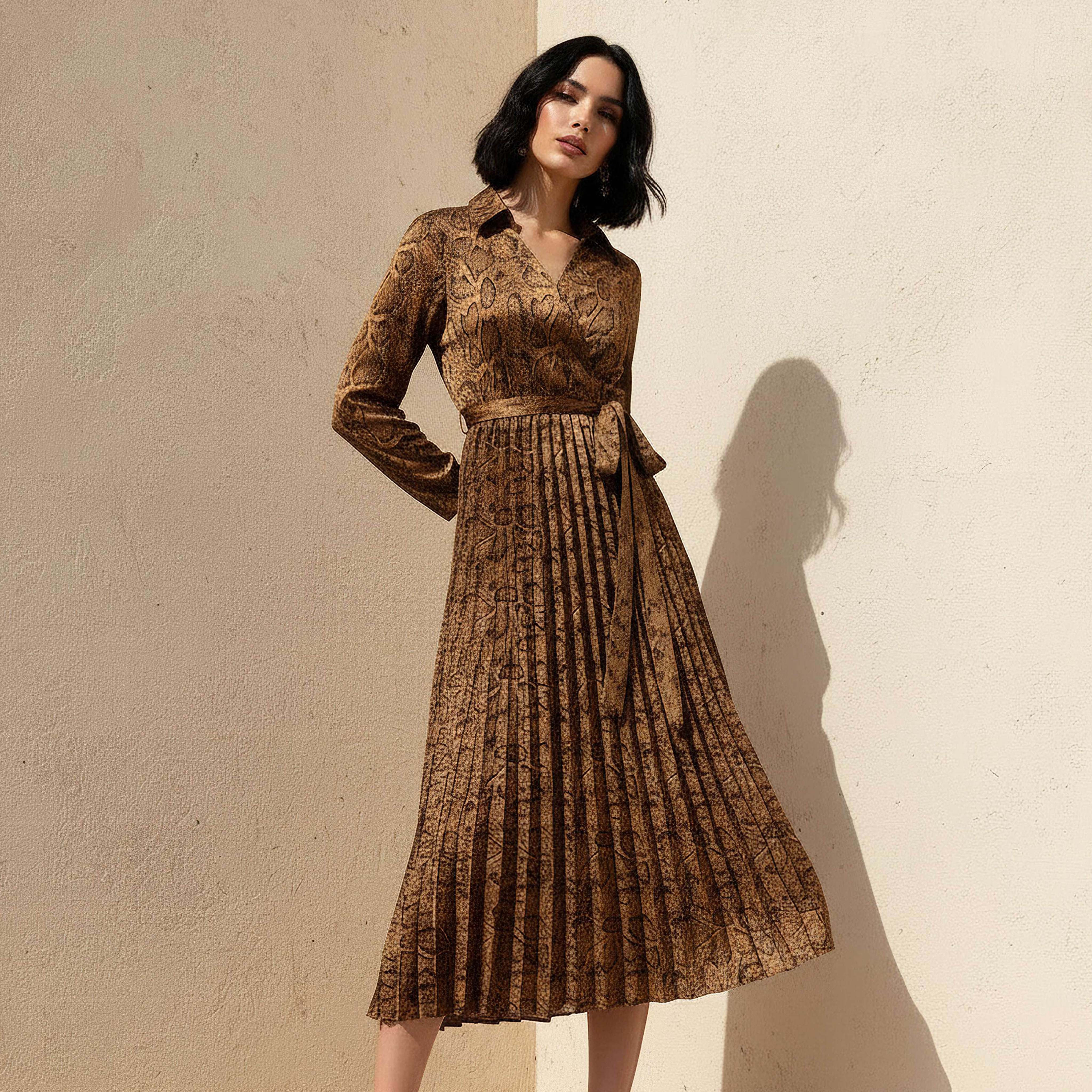 Midi Satin Wrap Dress with Animal Print-women-clothing-dresses-image-1