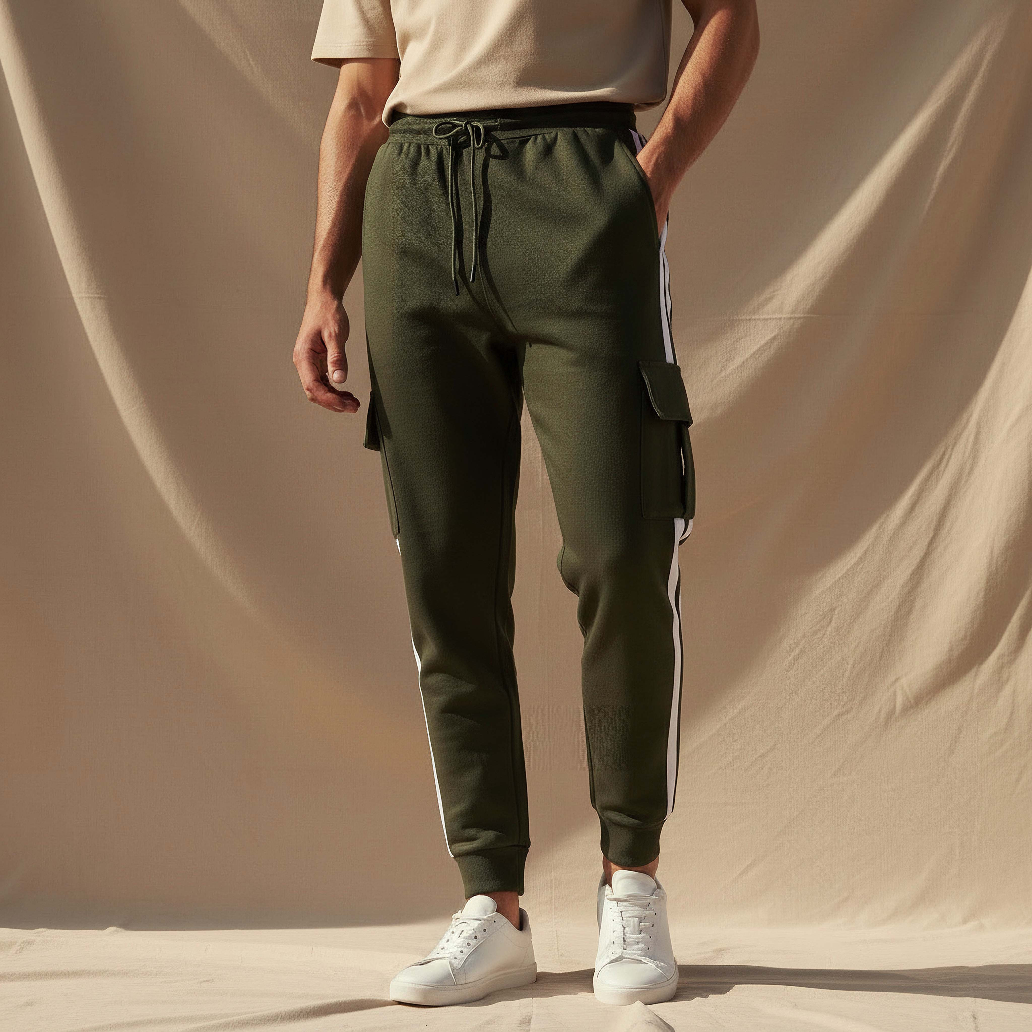 Men Joggers with Tape Detail-men-clothing-bottoms-joggers-image-1