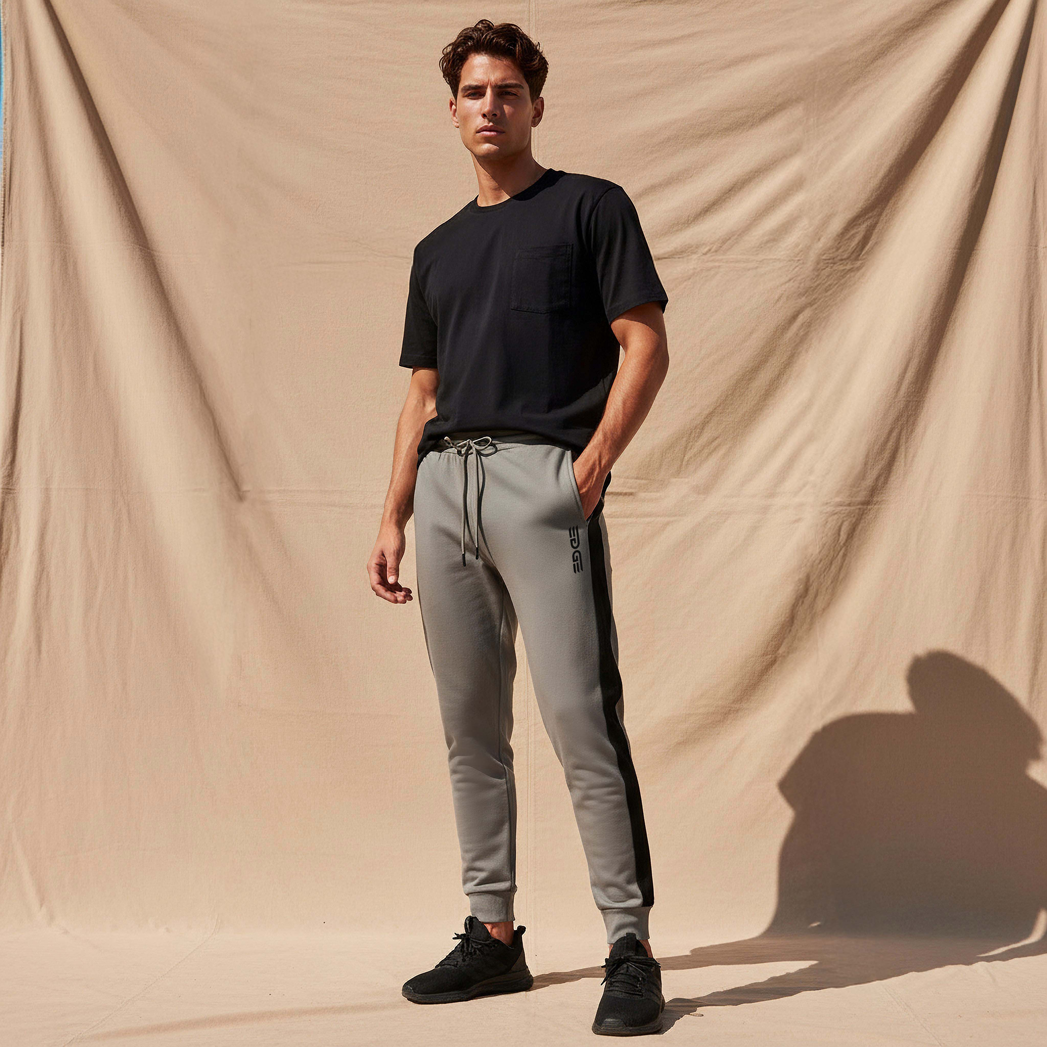 Men Joggers with Tape Detail-men-clothing-bottoms-joggers-image-3