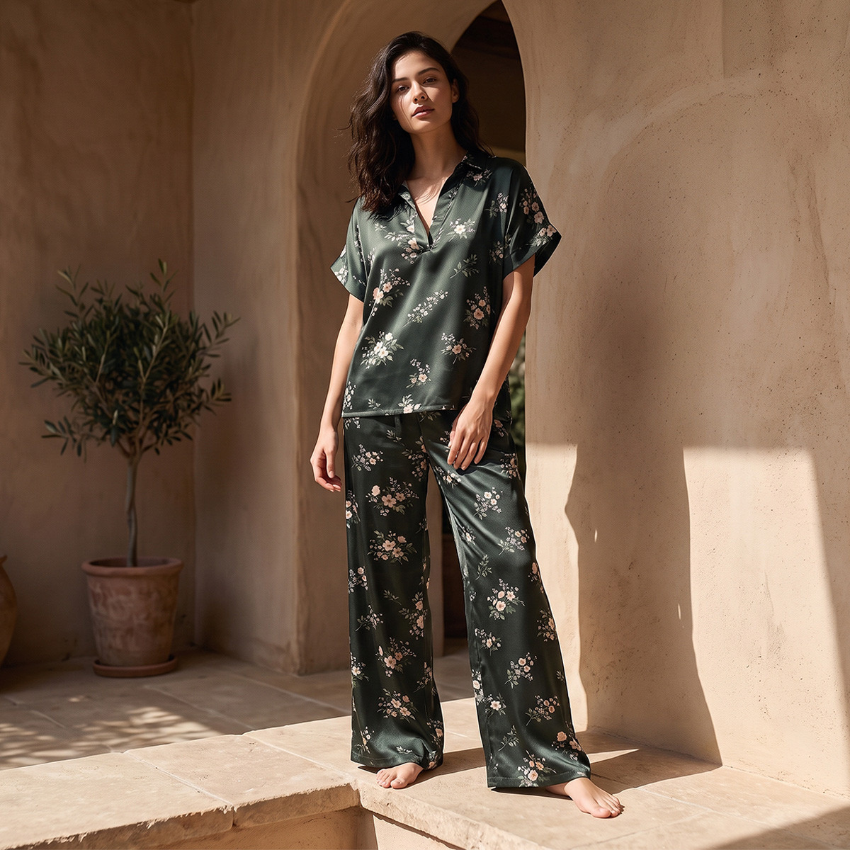 Aadaraya Pyjama Set Floral Print Top & Trousers-women-clothing-nightwear-pyjamas-longsets-image-2