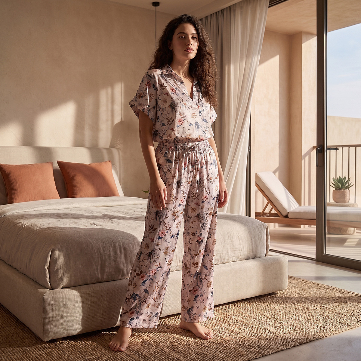 Aadaraya Pyjama Set Floral Print Top & Trousers-women-clothing-nightwear-pyjamas-longsets-image-2