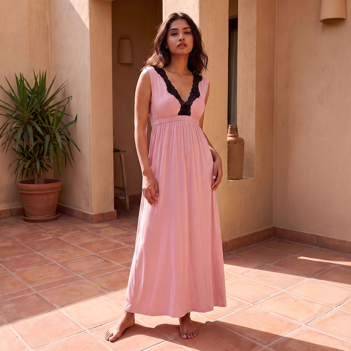 قميص نوم بحواف دانتيل من أدارايا-women-clothing-nightwear-nighties-image-2