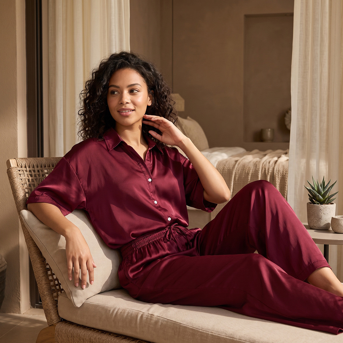 Aadaraya Pyjama Set Button-Down Shirt & Trousers-women-clothing-nightwear-pyjamas-longsets-image-1
