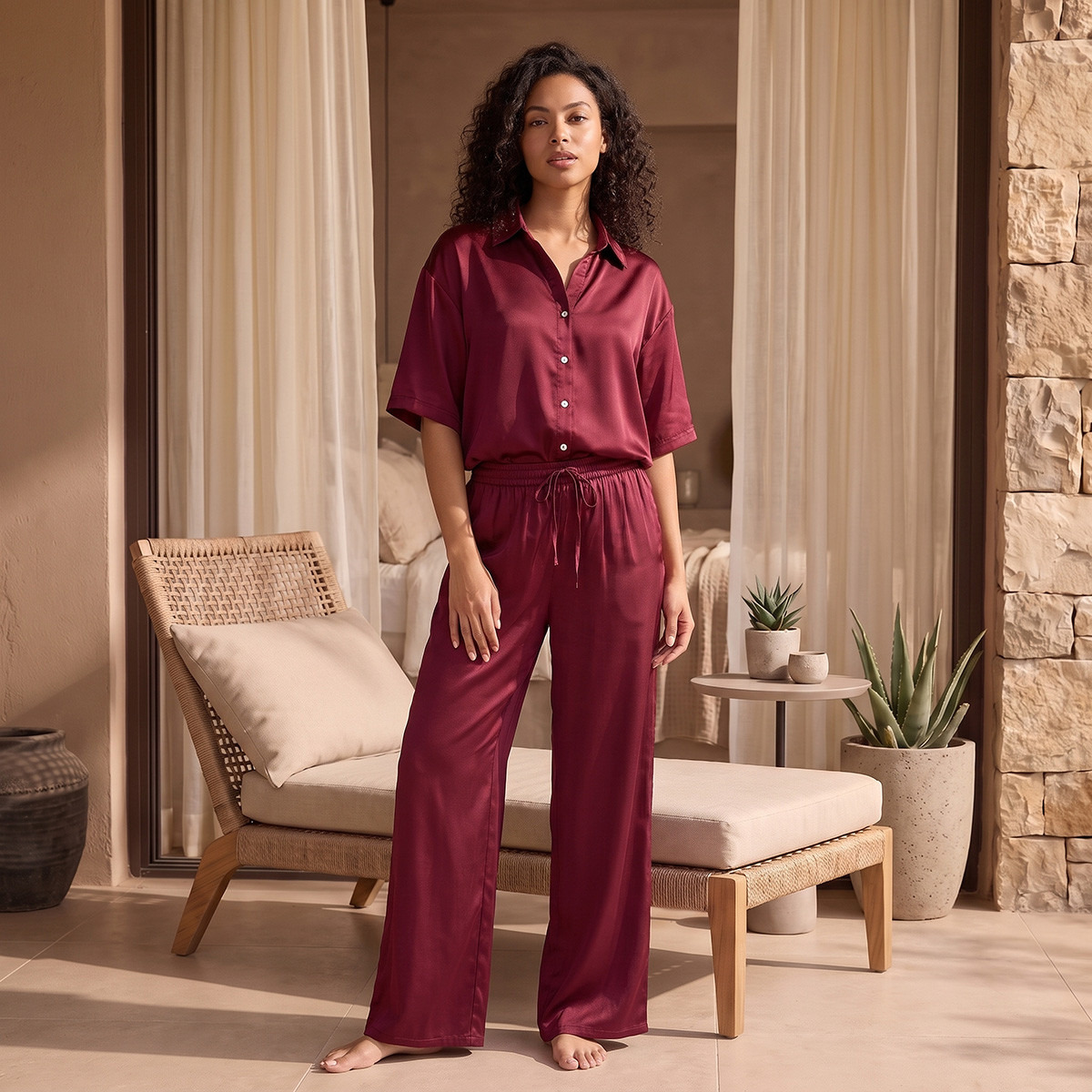 Aadaraya Pyjama Set Button-Down Shirt & Trousers-women-clothing-nightwear-pyjamas-longsets-image-2