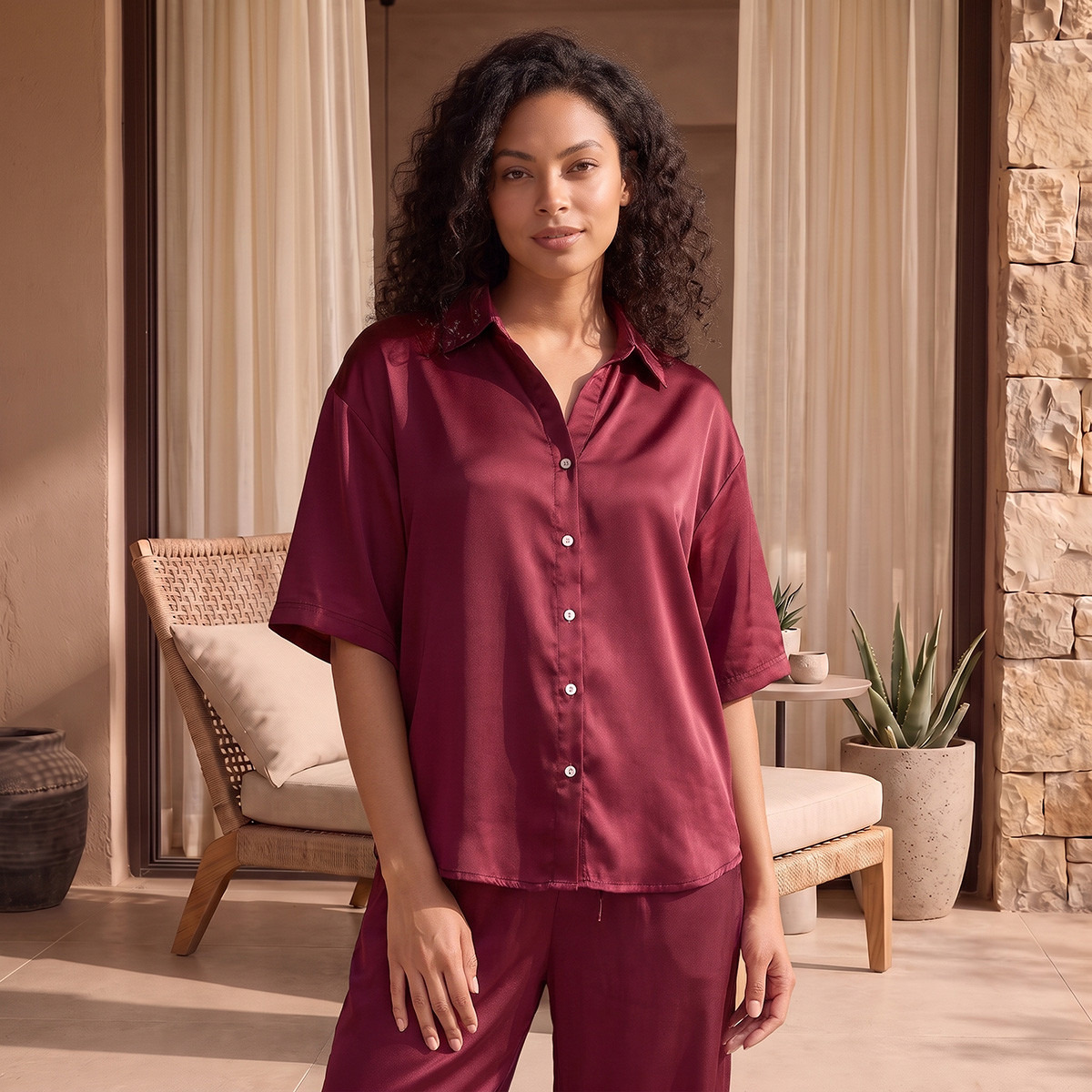 Aadaraya Pyjama Set Button-Down Shirt & Trousers-women-clothing-nightwear-pyjamas-longsets-image-4