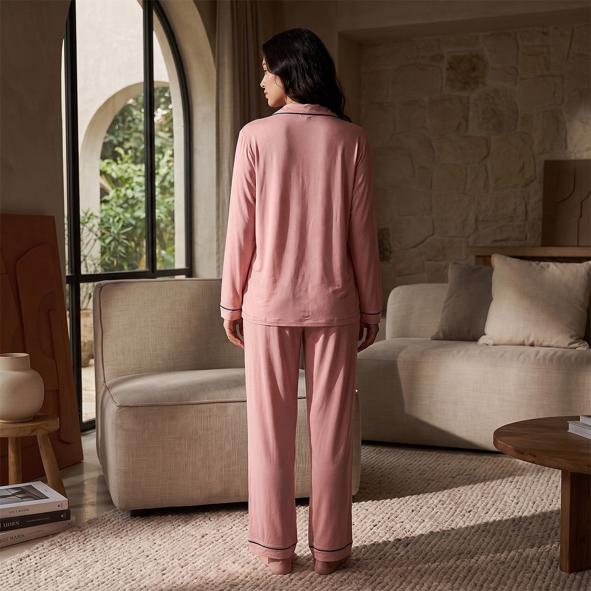 Aadaraya Pyjama Set Button-Down Shirt & Trousers-women-clothing-nightwear-pyjamas-longsets-image-3