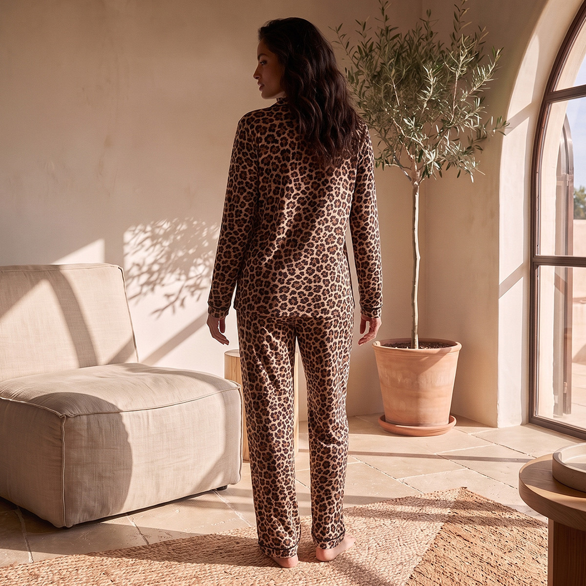 طقم بيجاما بنطلون وقميص بأزرار وطبعات حيوانات من آدارايا-women-clothing-nightwear-pyjamas-longsets-image-3
