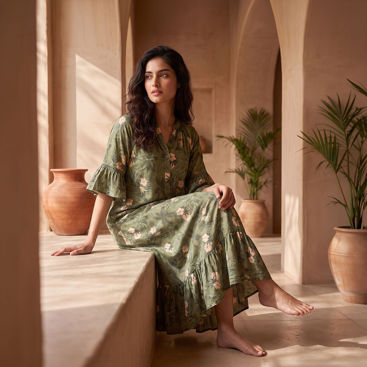 Splash Fav Viscose Floral Print Night Gown-women-clothing-nightwear-nighties-image-1