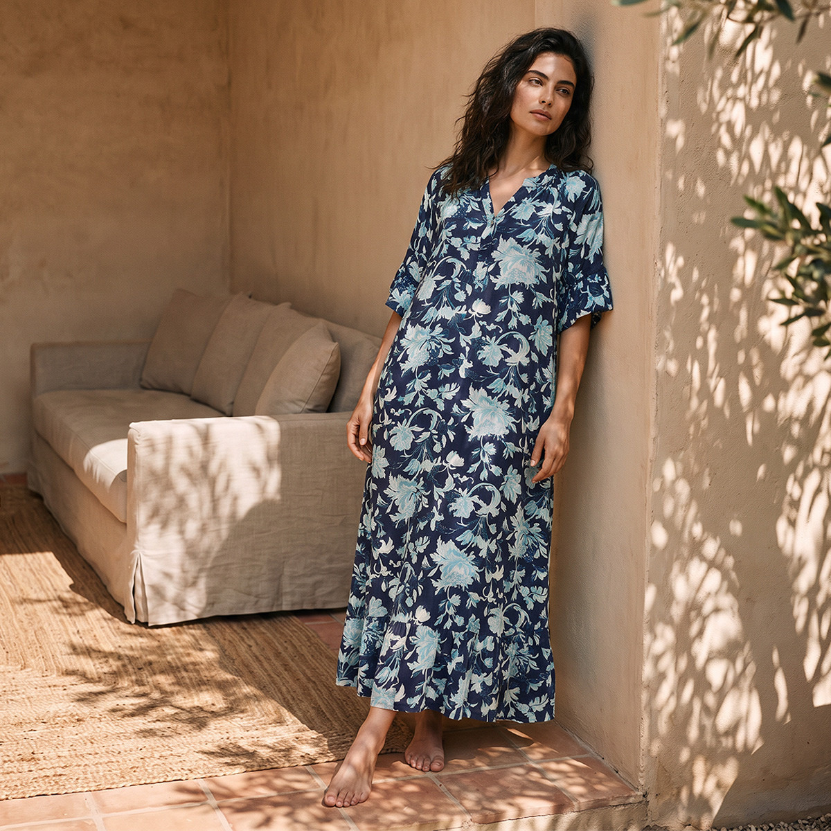 Splash Fav Viscose Floral Print Night Gown-women-clothing-nightwear-nighties-image-1