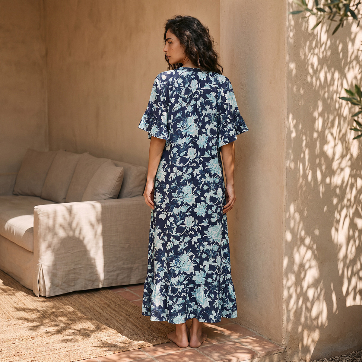 Splash Fav Viscose Floral Print Night Gown-women-clothing-nightwear-nighties-image-2