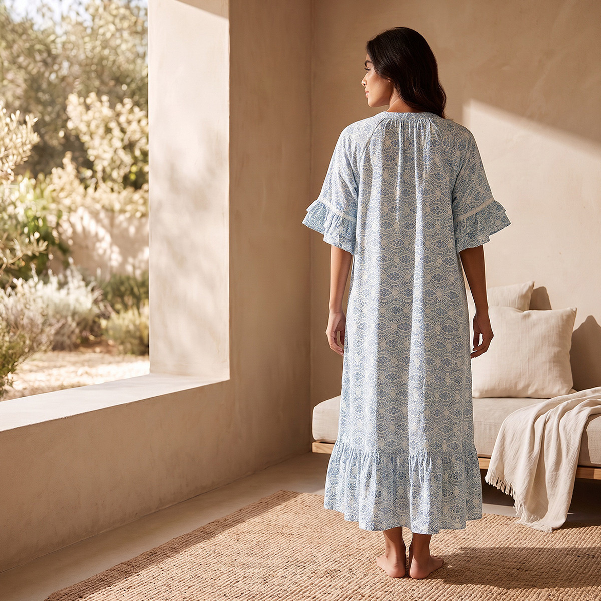 Splash Fav Viscose Floral Print Night Gown-women-clothing-nightwear-nighties-image-2