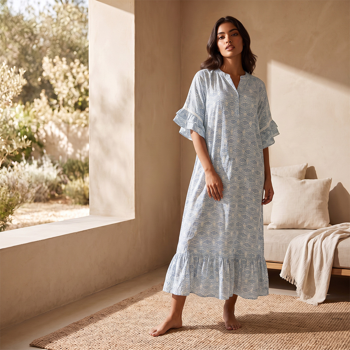 Splash Fav Viscose Floral Print Night Gown-women-clothing-nightwear-nighties-image-3