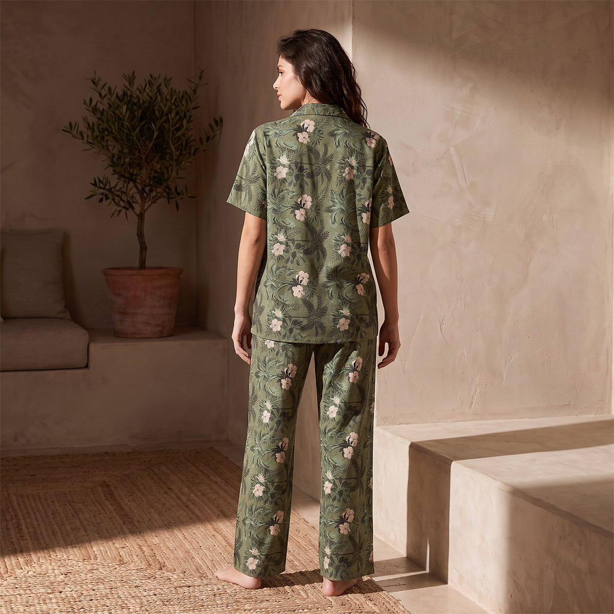 Pyjama Set Button Down Shirt & Trousers Viscose-women-clothing-nightwear-pyjamas-longsets-image-3