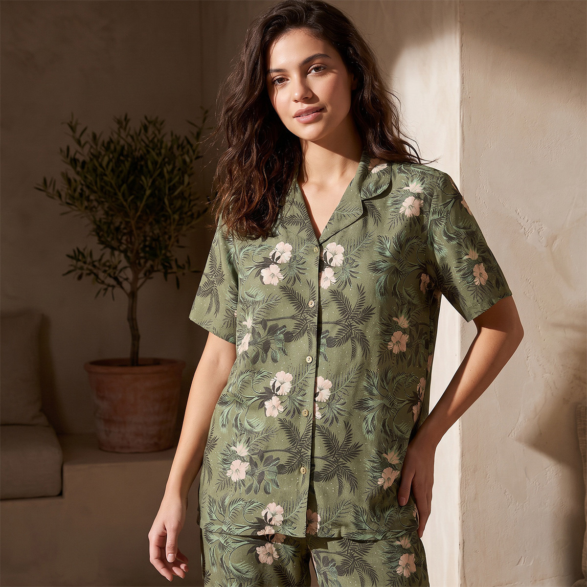 Pyjama Set Button Down Shirt & Trousers Viscose-women-clothing-nightwear-pyjamas-longsets-image-4