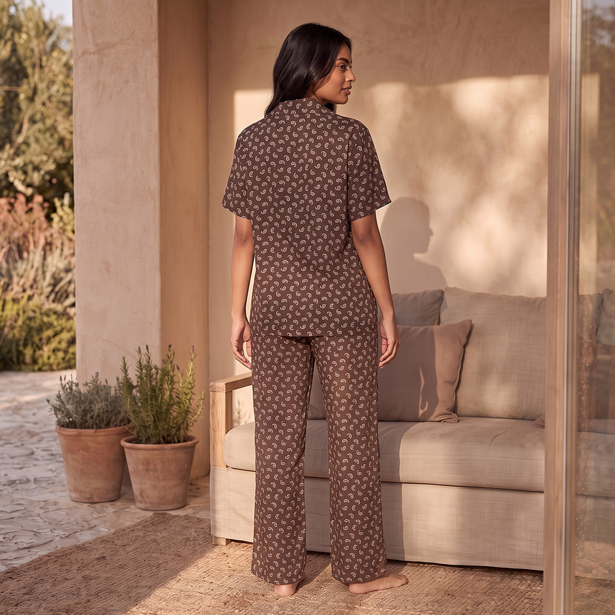 Pyjama Set Button Down Shirt & Trousers Viscose-women-clothing-nightwear-pyjamas-longsets-image-3