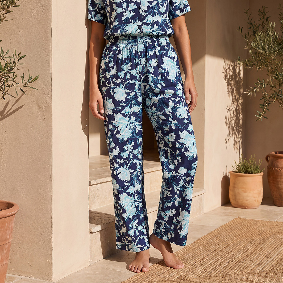 Pyjama Set Button Down Shirt & Trousers Viscose-women-clothing-nightwear-pyjamas-longsets-image-5