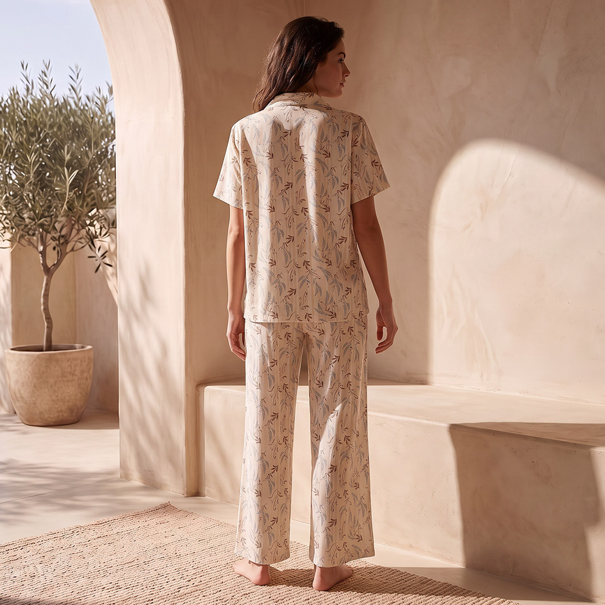 Pyjama Set Button Down Shirt & Trousers Viscose-women-clothing-nightwear-pyjamas-longsets-image-3