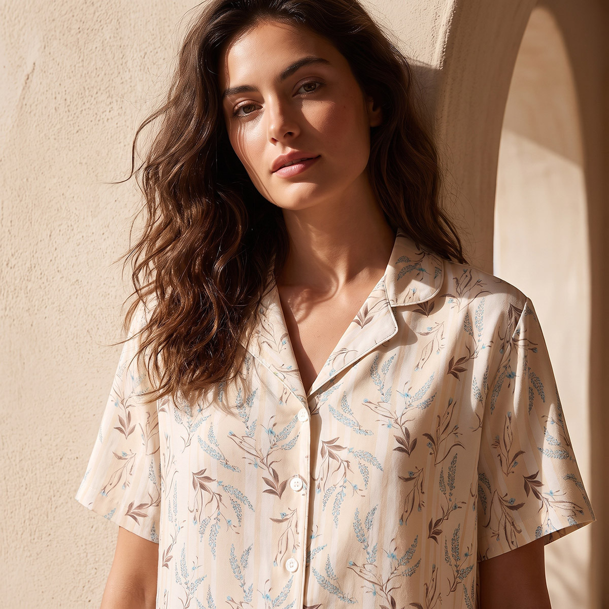 Pyjama Set Button Down Shirt & Trousers Viscose-women-clothing-nightwear-pyjamas-longsets-image-6