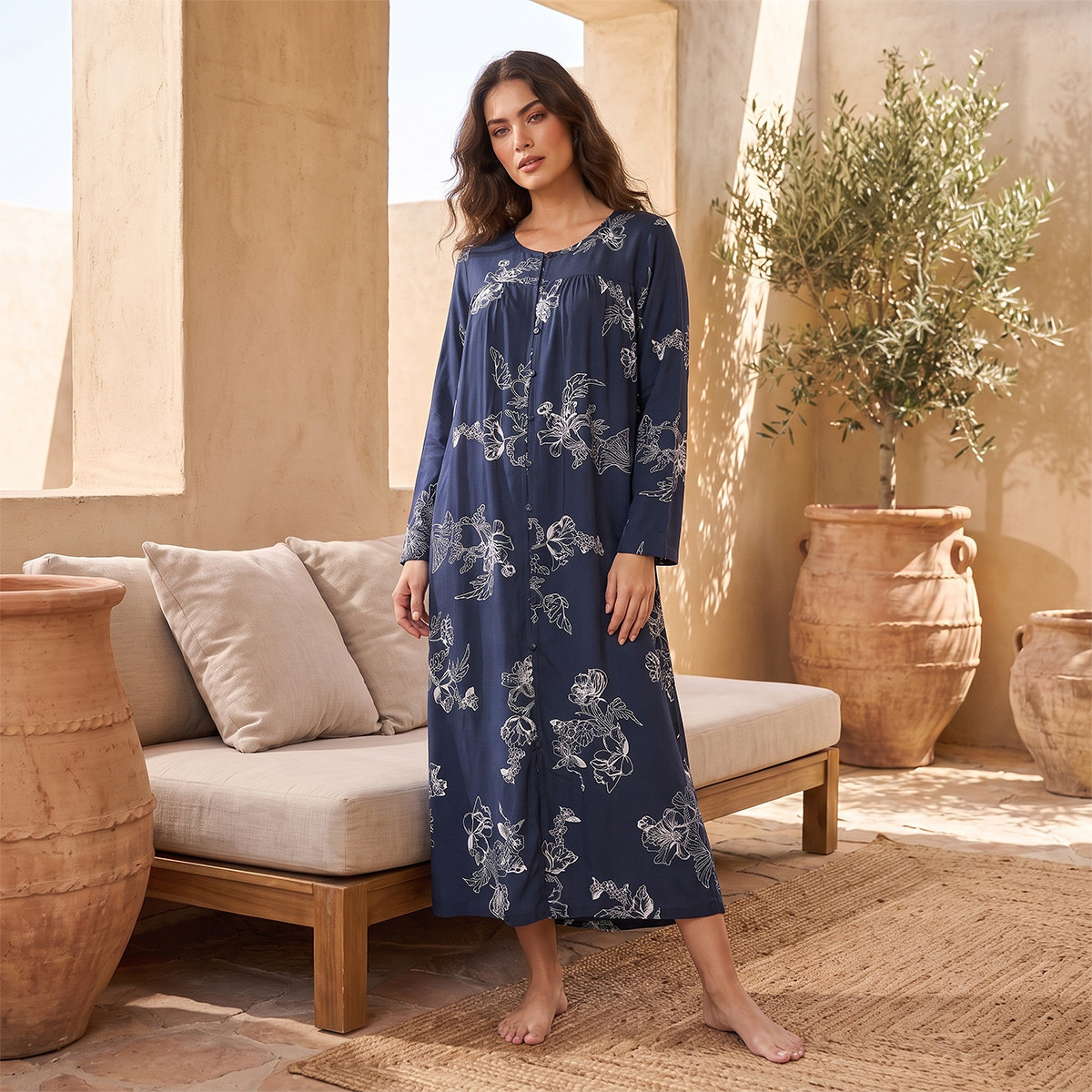 قميص نوم فيسكوز بطبعات زهور من سبلاش فاف-women-clothing-nightwear-nighties-image-2