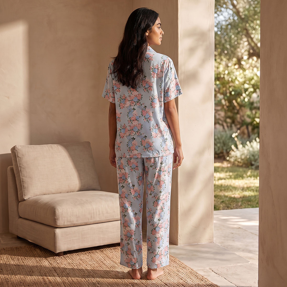 Splash Fav Viscose Floral Print Shirt and Pyjama Set-women-clothing-nightwear-pyjamas-longsets-image-2