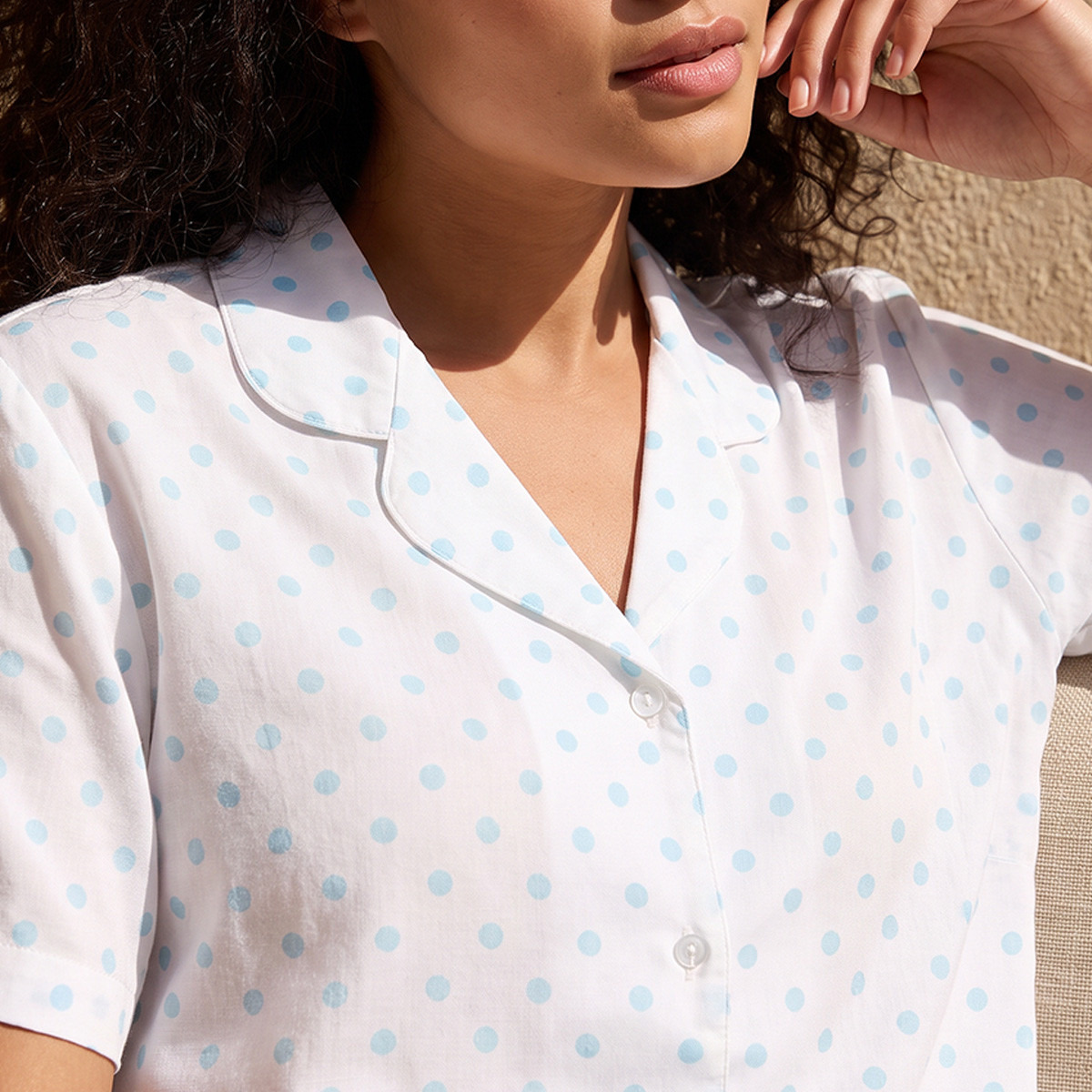 طقم قميص وبنطلون بيجاما فيسكوز بطبعات منقطة من سبلاش فاف-women-clothing-nightwear-pyjamas-longsets-image-5