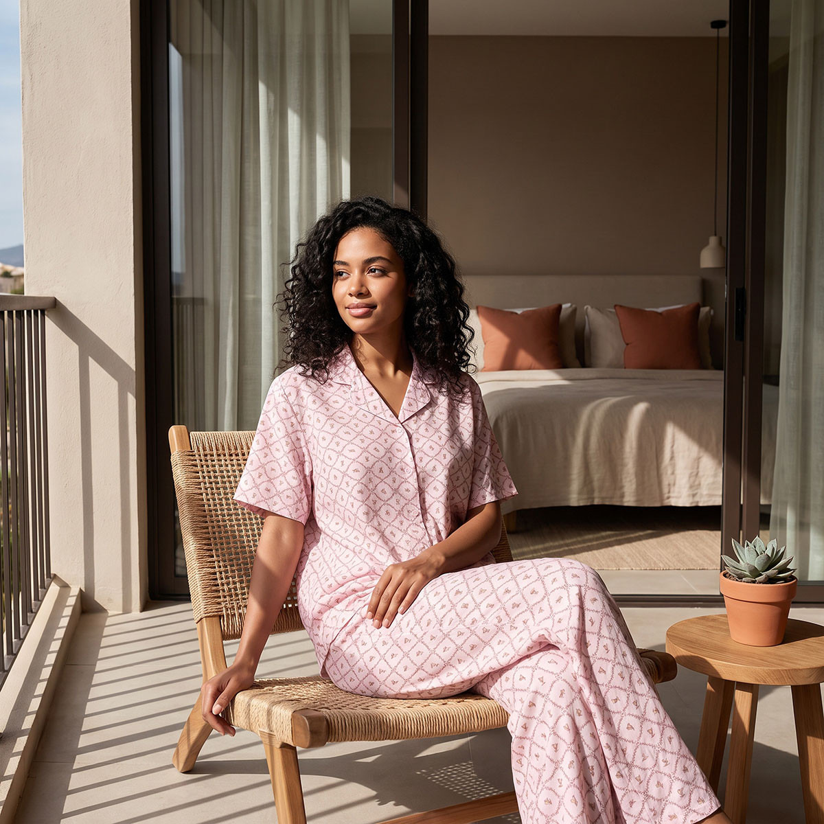 طقم قميص وبيجاما من الفيسكوز بطبعة زهور من سبلاش فاف-women-clothing-nightwear-pyjamas-longsets-image-1