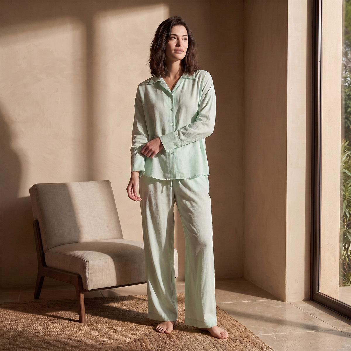 طقم بيجاما مخمل قميص وبنطلون من سبلاش فيف-women-clothing-nightwear-pyjamas-longsets-image-6