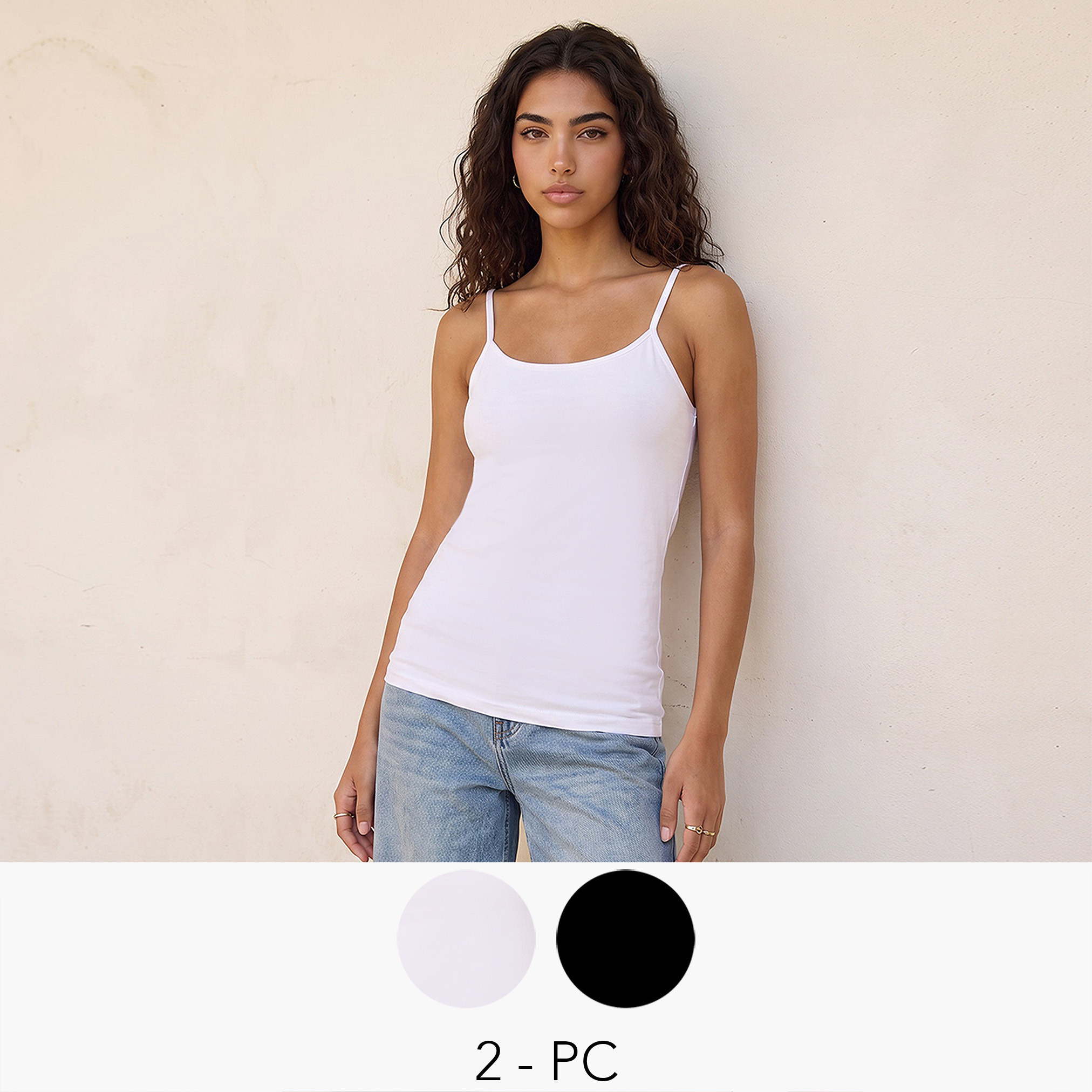 طقم بلوزة تانك قطعتين بحمالات رفيعة من سبلاش فاف-women-clothing-tshirts-image-1